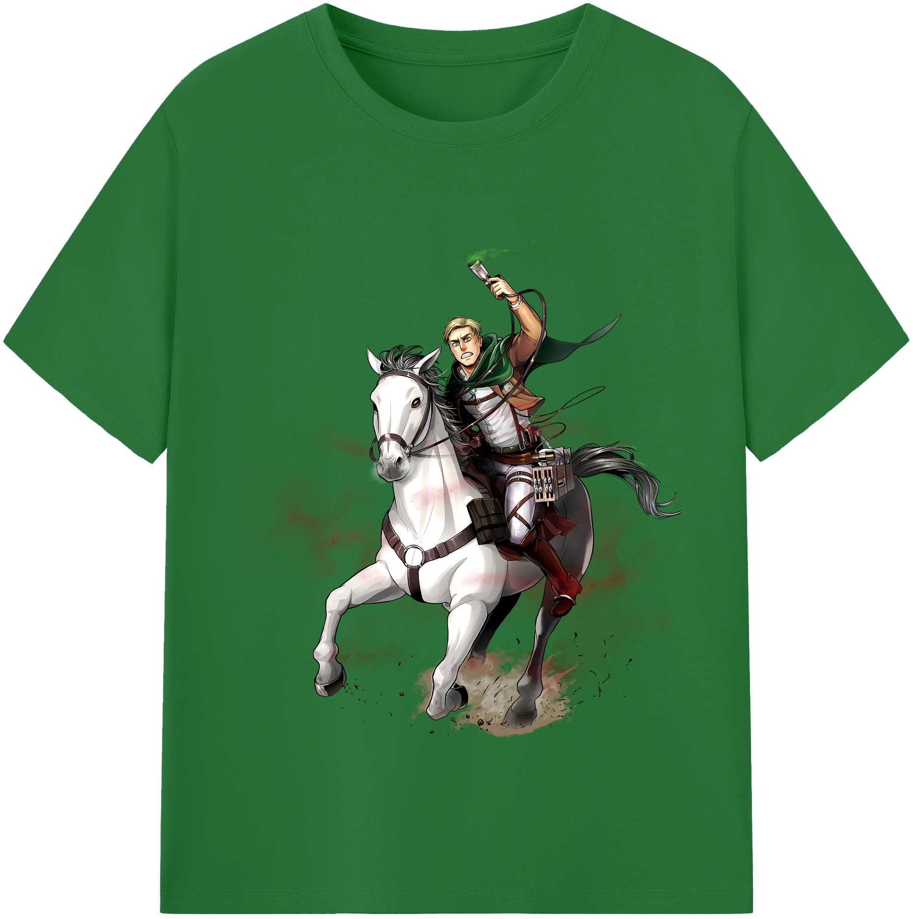 （画像用） 進撃の巨人 エルヴィン・スミス Attack on Titan Erwin Smith 綿100％半袖Tシャツ（フロントプリント）