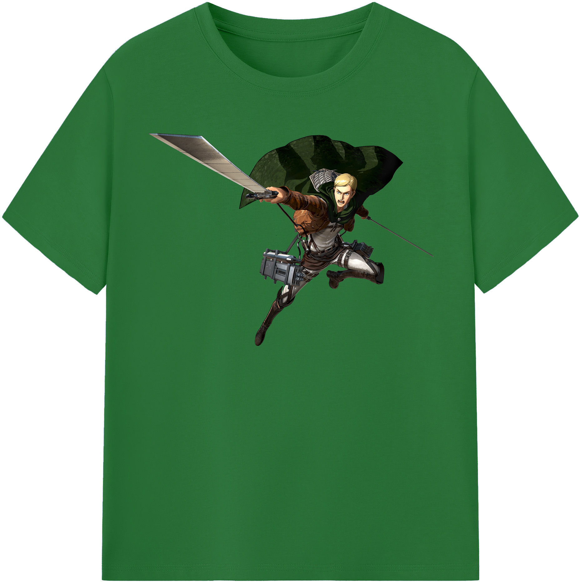 （画像用） 進撃の巨人 エルヴィン・スミス Attack on Titan Erwin Smith 綿100％半袖Tシャツ（フロントプリント）