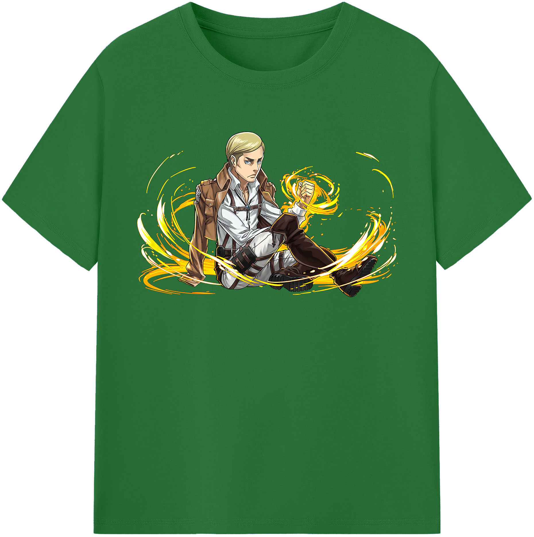 （画像用） 進撃の巨人 エルヴィン・スミス Attack on Titan Erwin Smith 綿100％半袖Tシャツ（フロントプリント）