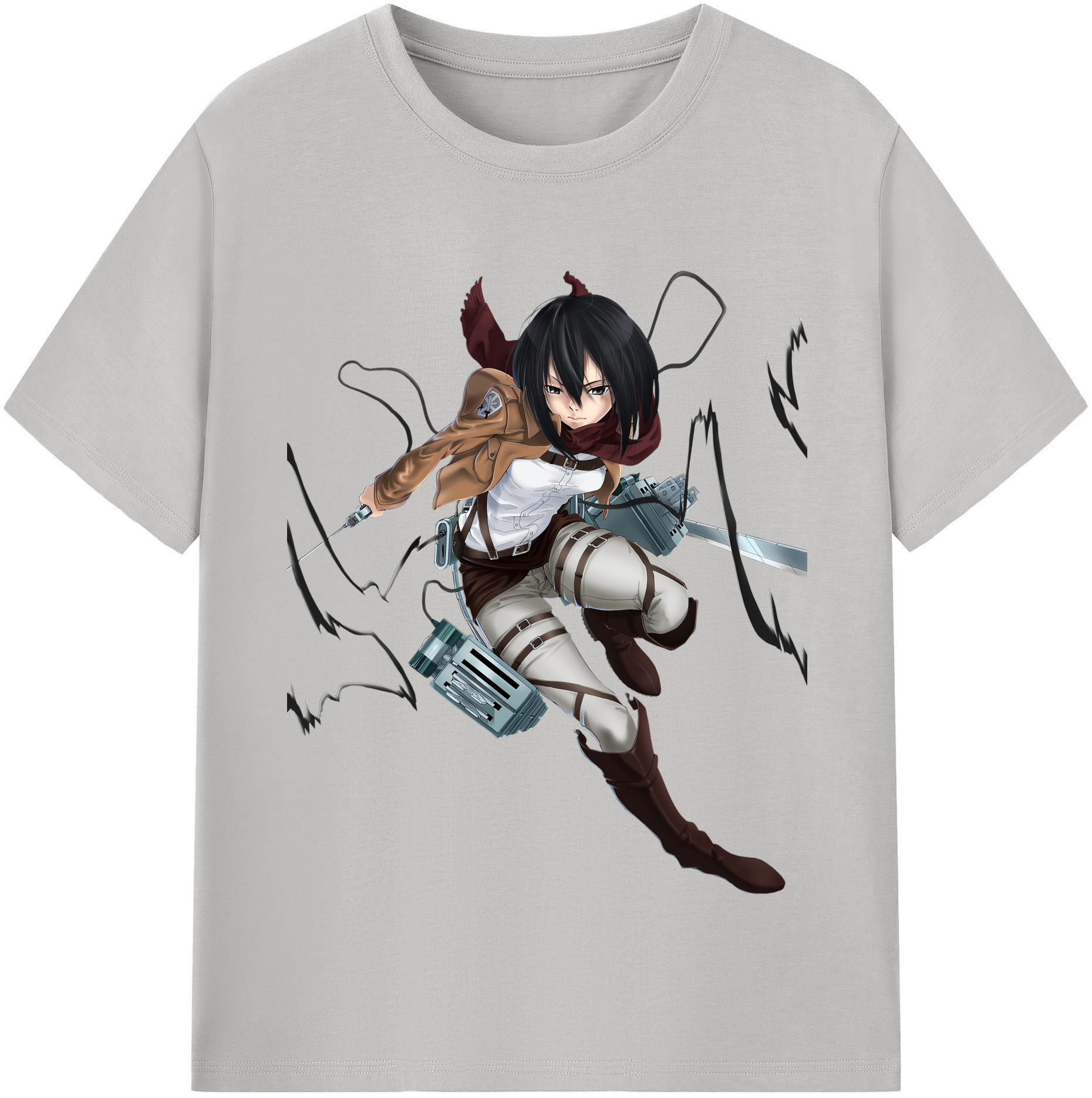 （画像用） 進撃の巨人 ミカサ·アッカーマン Attack on Titan Mikasa Ackerman 綿100％半袖Tシャツ（フロントプリント）