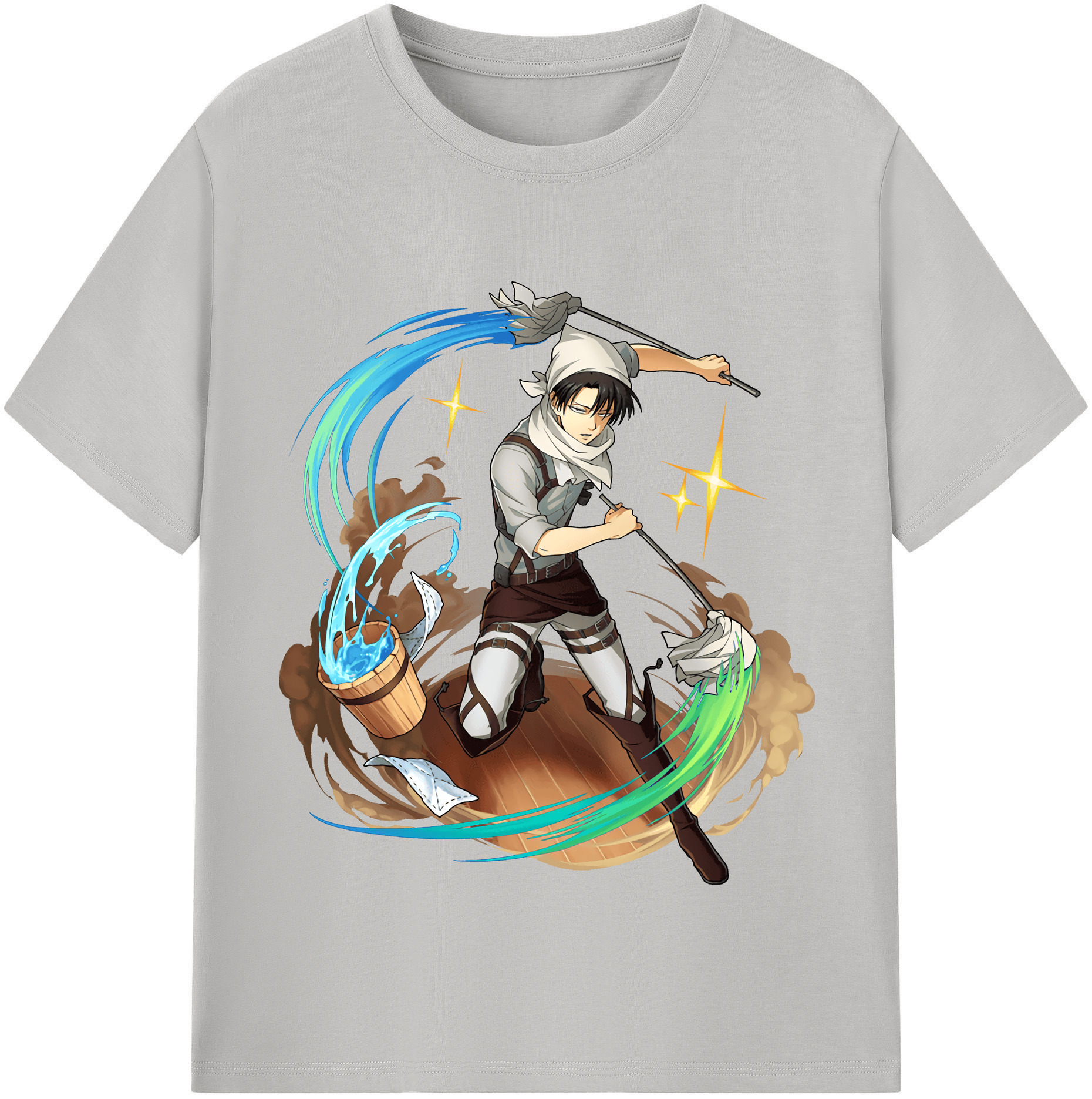 （画像用） 進撃の巨人 リヴァイ·アッカーマン Attack on Titan Levi Ackerman 綿100％半袖Tシャツ（フロントプリント）