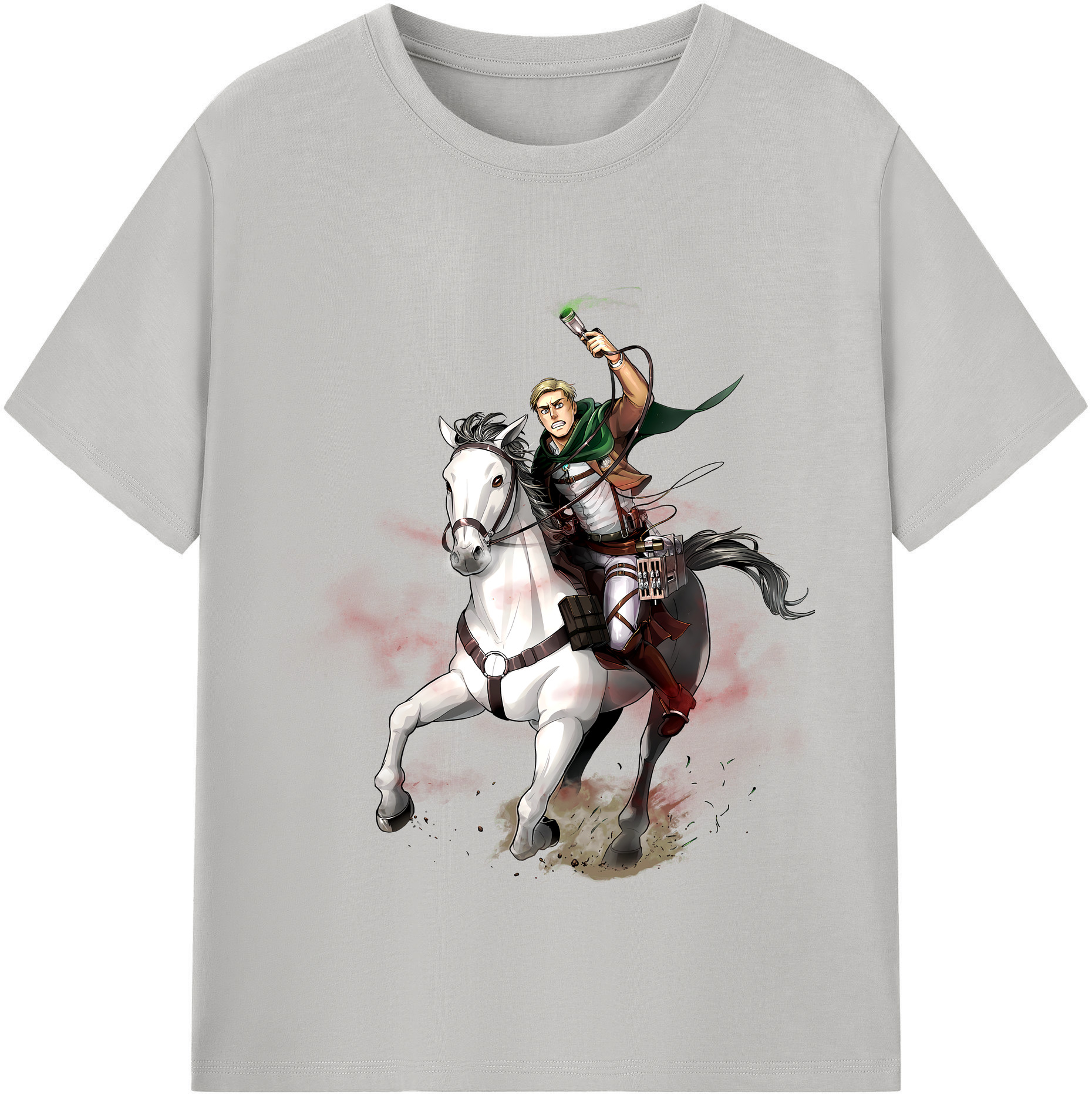 （画像用） 進撃の巨人 エルヴィン・スミス Attack on Titan Erwin Smith 綿100％半袖Tシャツ（フロントプリント）