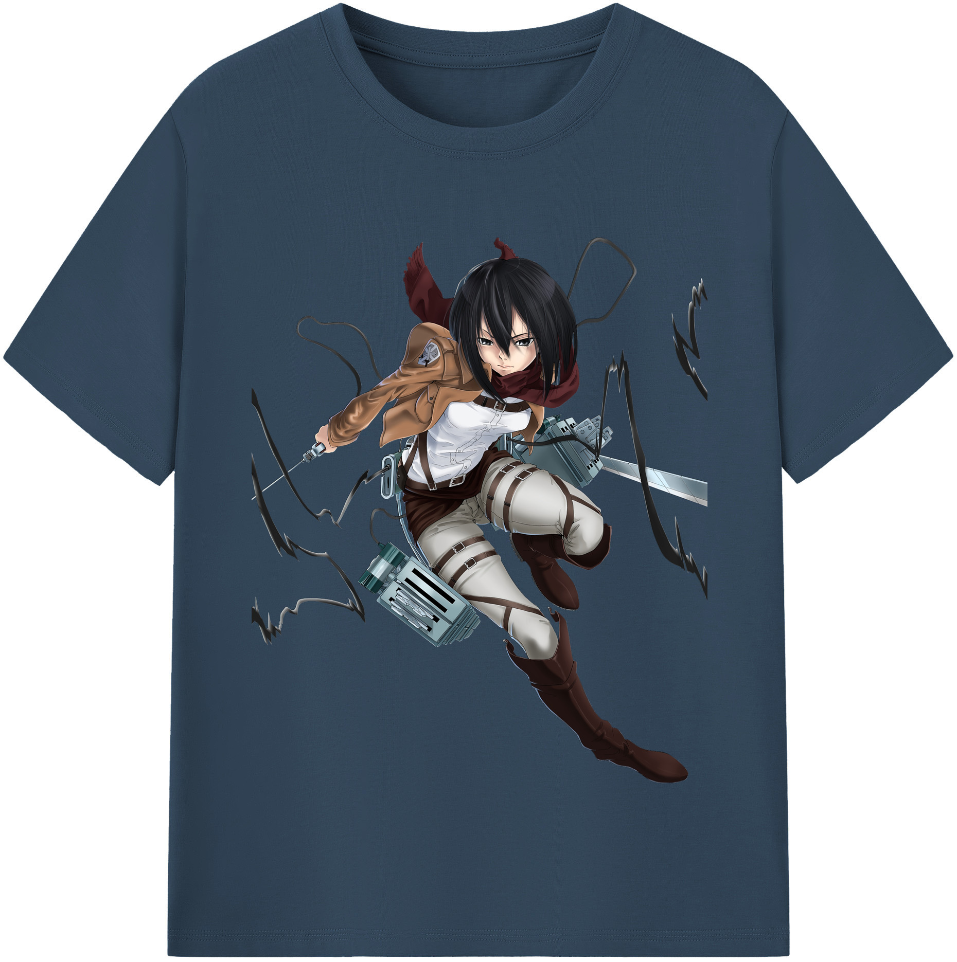 （画像用） 進撃の巨人 ミカサ·アッカーマン Attack on Titan Mikasa Ackerman 綿100％半袖Tシャツ（フロントプリント）