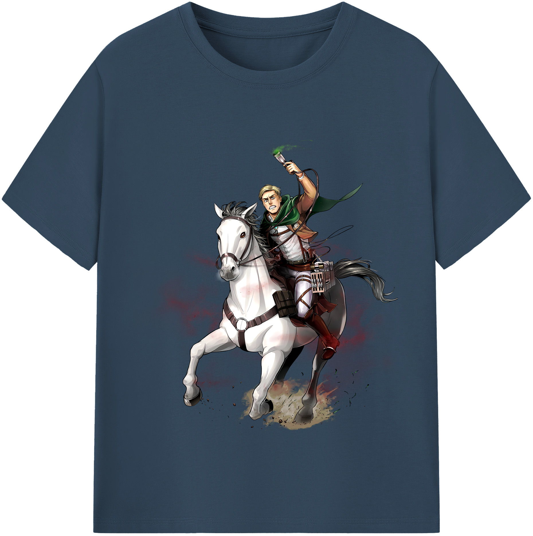 （画像用） 進撃の巨人 エルヴィン・スミス Attack on Titan Erwin Smith 綿100％半袖Tシャツ（フロントプリント）