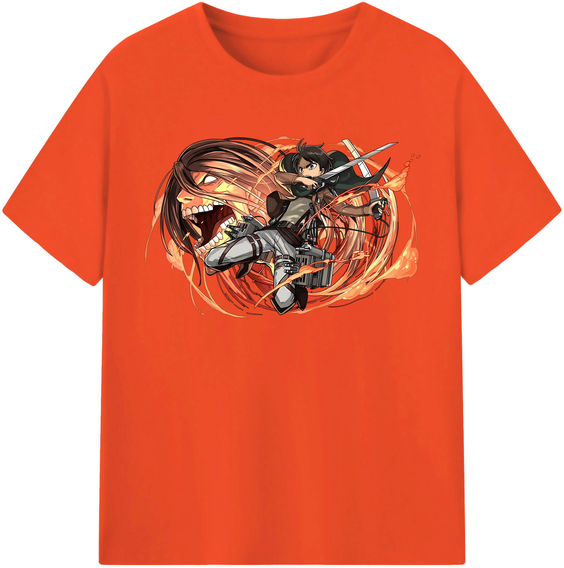 （画像用） 進撃の巨人 エレン･イェーガー Attack on Titan Eren Jäger 綿100％半袖Tシャツ（フロントプリント）