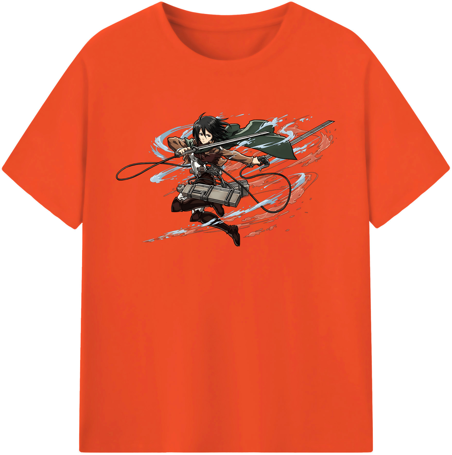 （画像用） 進撃の巨人 ミカサ·アッカーマン Attack on Titan Mikasa Ackerman 綿100％半袖Tシャツ（フロントプリント）