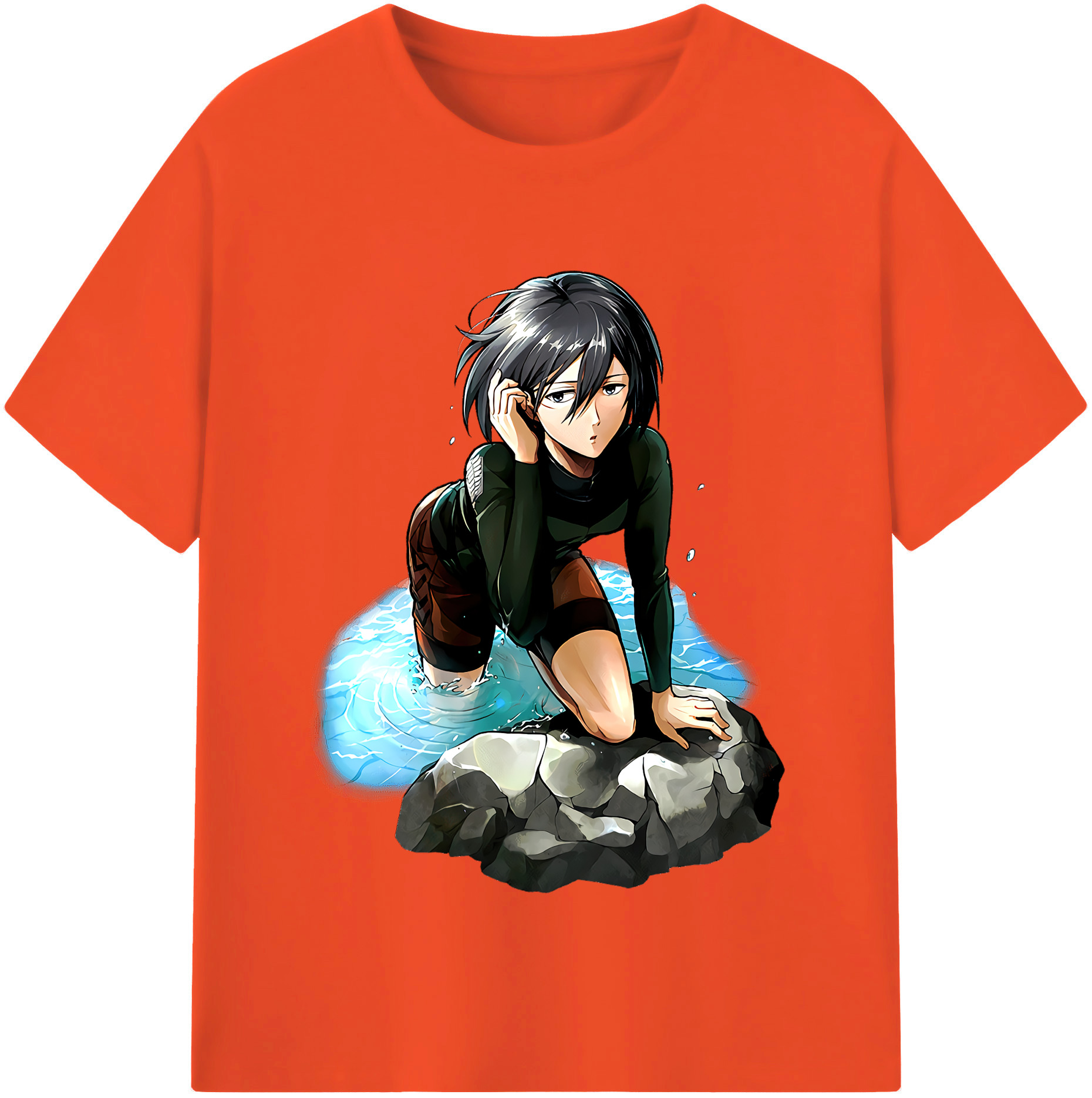 （画像用） 進撃の巨人 ミカサ·アッカーマン Attack on Titan Mikasa Ackerman 綿100％半袖Tシャツ（フロントプリント）