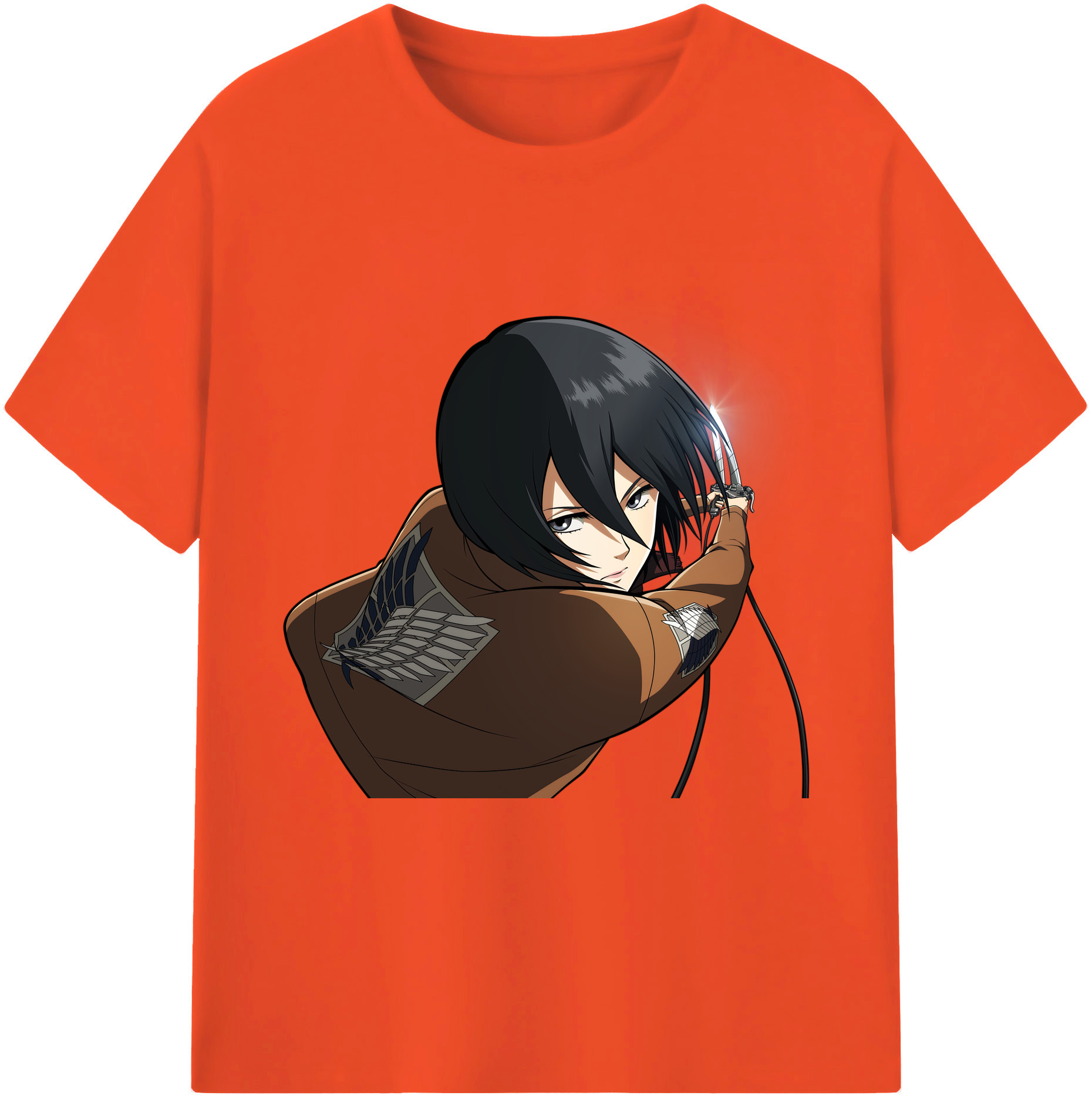 （画像用） 進撃の巨人 ミカサ·アッカーマン Attack on Titan Mikasa Ackerman 綿100％半袖Tシャツ（フロントプリント）