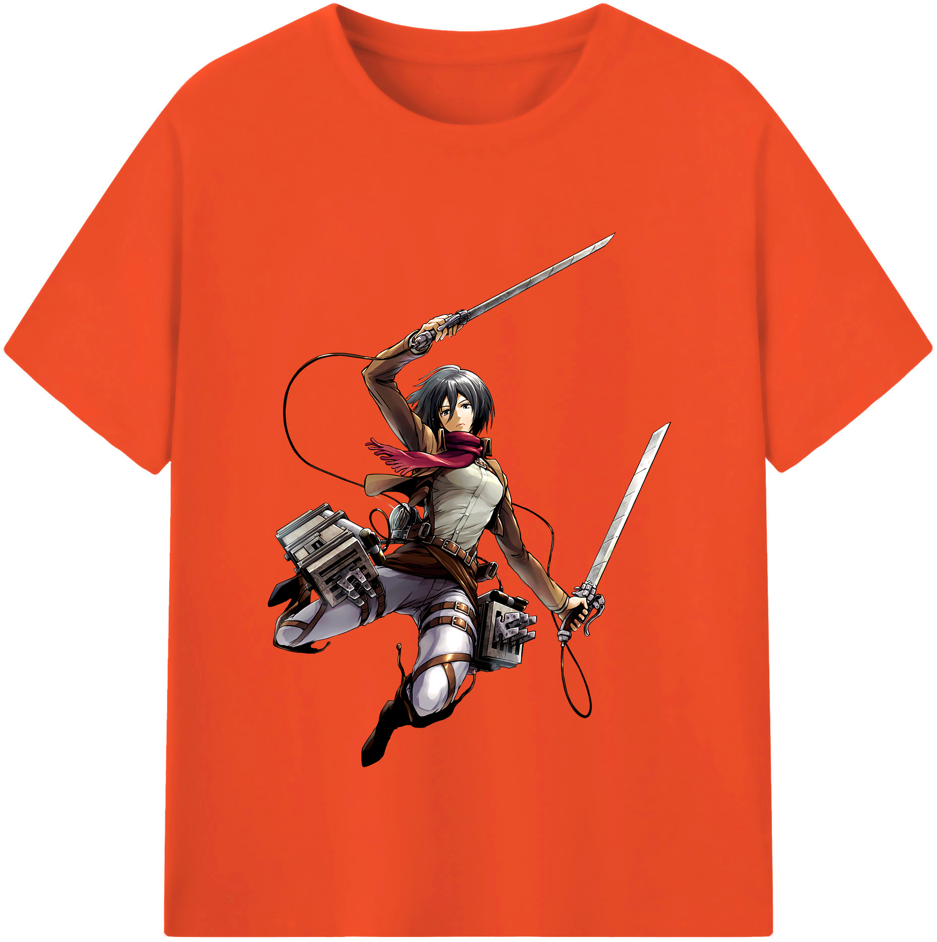 （画像用） 進撃の巨人 ミカサ·アッカーマン Attack on Titan Mikasa Ackerman 綿100％半袖Tシャツ（フロントプリント）