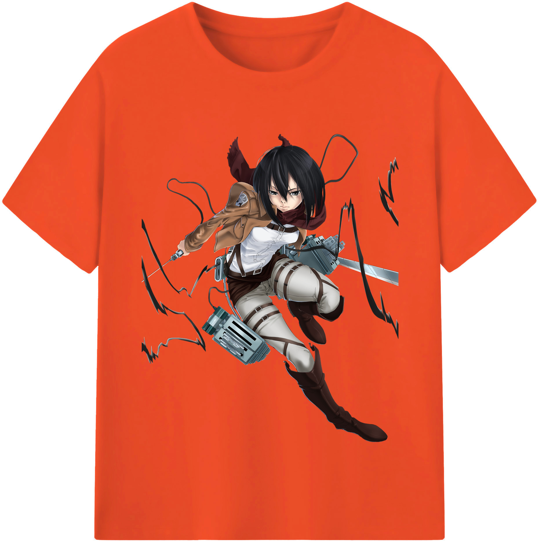 （画像用） 進撃の巨人 ミカサ·アッカーマン Attack on Titan Mikasa Ackerman 綿100％半袖Tシャツ（フロントプリント）