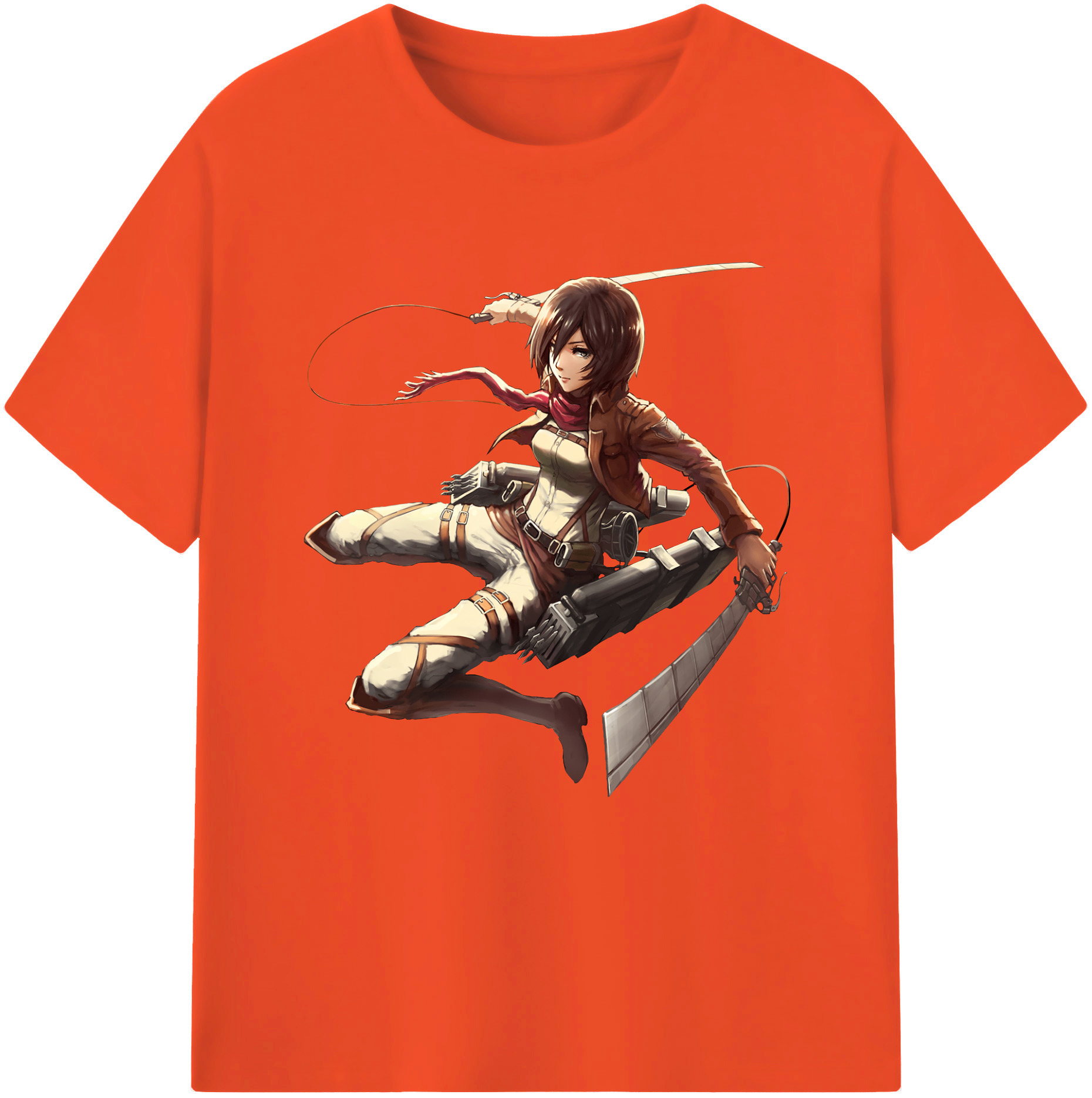 （画像用） 進撃の巨人 ミカサ·アッカーマン Attack on Titan Mikasa Ackerman 綿100％半袖Tシャツ（フロントプリント）