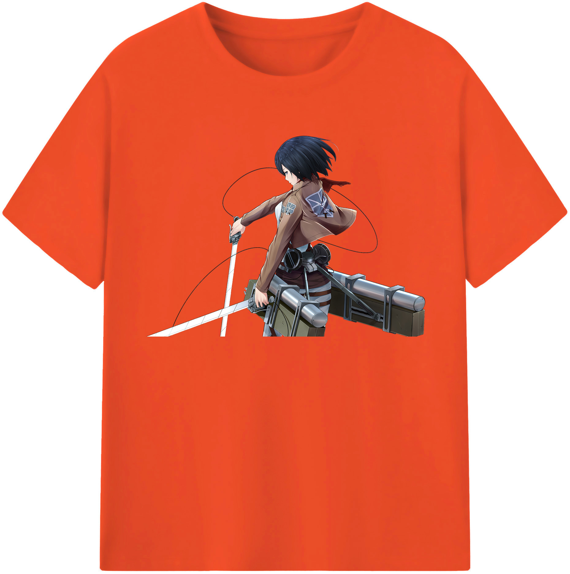 （画像用） 進撃の巨人 ミカサ·アッカーマン Attack on Titan Mikasa Ackerman 綿100％半袖Tシャツ（フロントプリント）