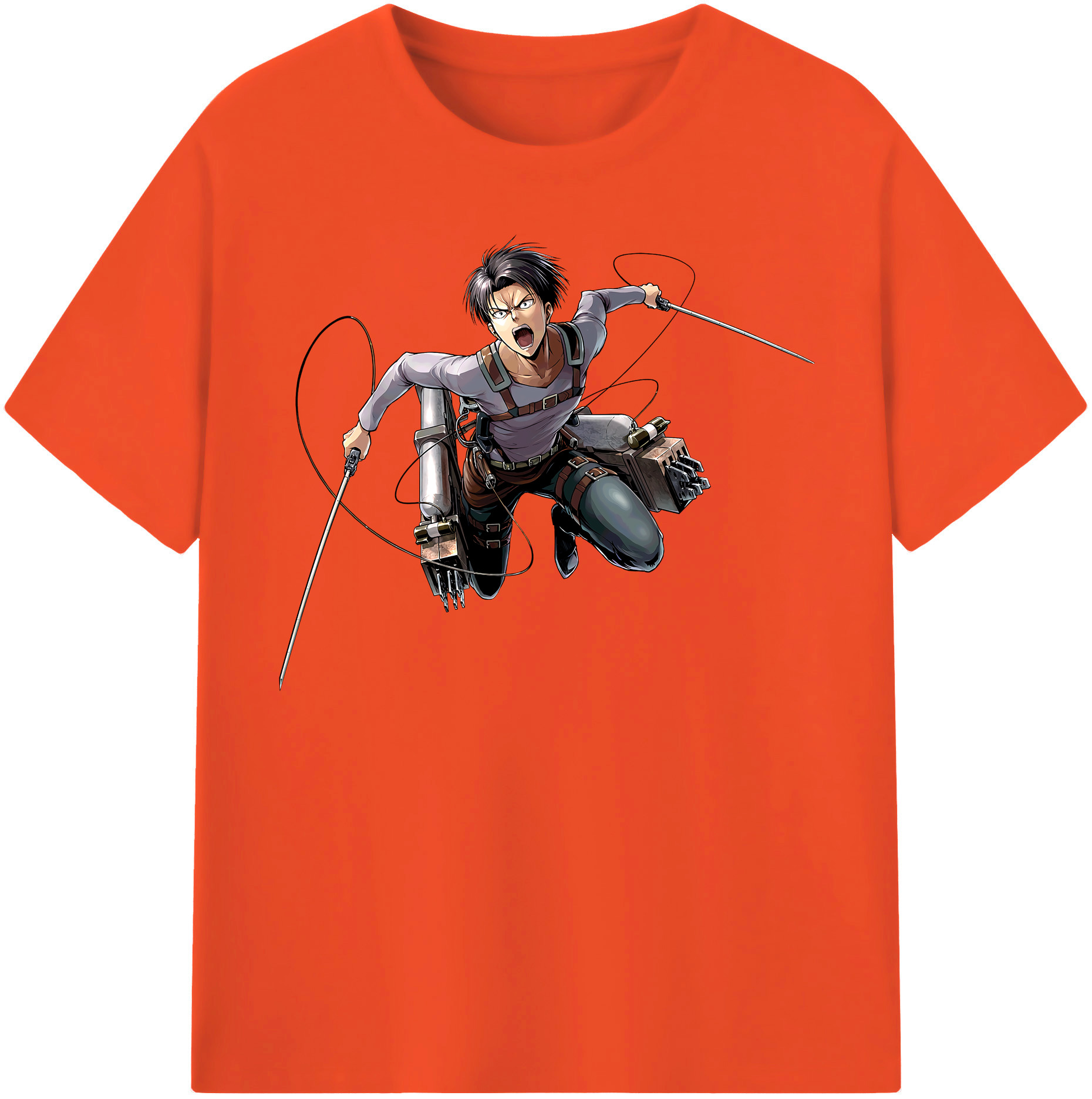 （画像用） 進撃の巨人 リヴァイ·アッカーマン Attack on Titan Levi Ackerman 綿100％半袖Tシャツ（フロントプリント）
