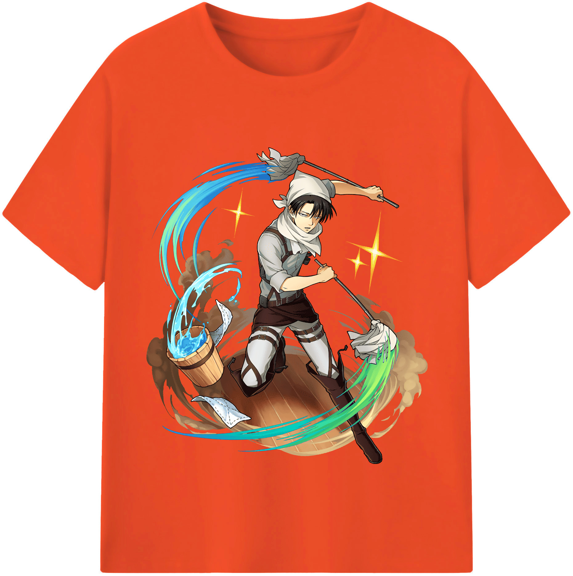 （画像用） 進撃の巨人 リヴァイ·アッカーマン Attack on Titan Levi Ackerman 綿100％半袖Tシャツ（フロントプリント）