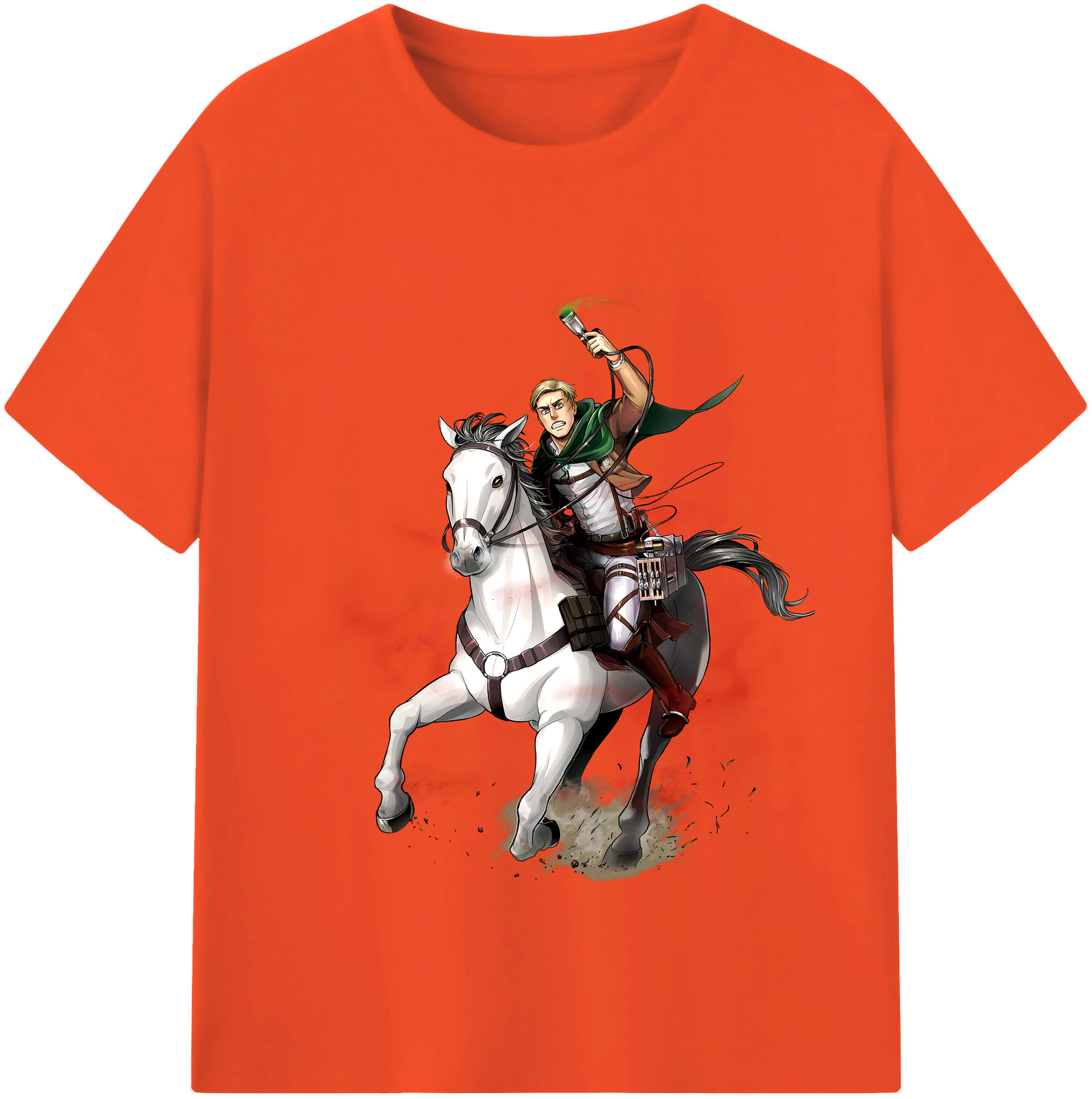（画像用） 進撃の巨人 エルヴィン・スミス Attack on Titan Erwin Smith 綿100％半袖Tシャツ（フロントプリント）