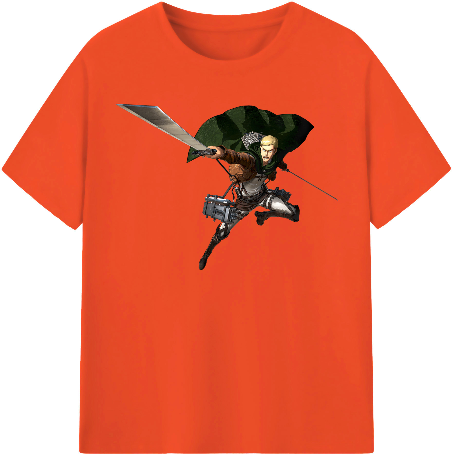 （画像用） 進撃の巨人 エルヴィン・スミス Attack on Titan Erwin Smith 綿100％半袖Tシャツ（フロントプリント）