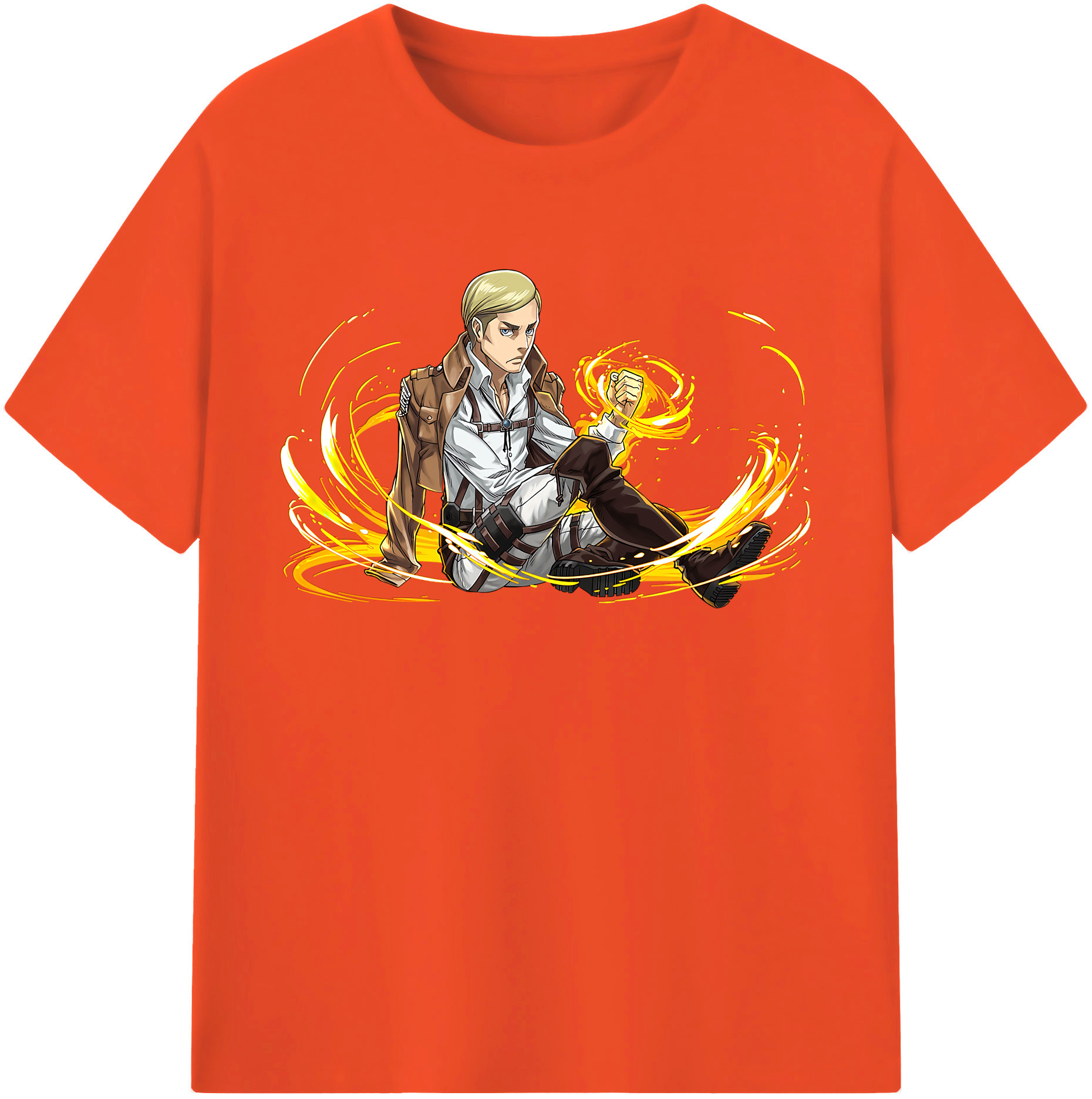 （画像用） 進撃の巨人 エルヴィン・スミス Attack on Titan Erwin Smith 綿100％半袖Tシャツ（フロントプリント）