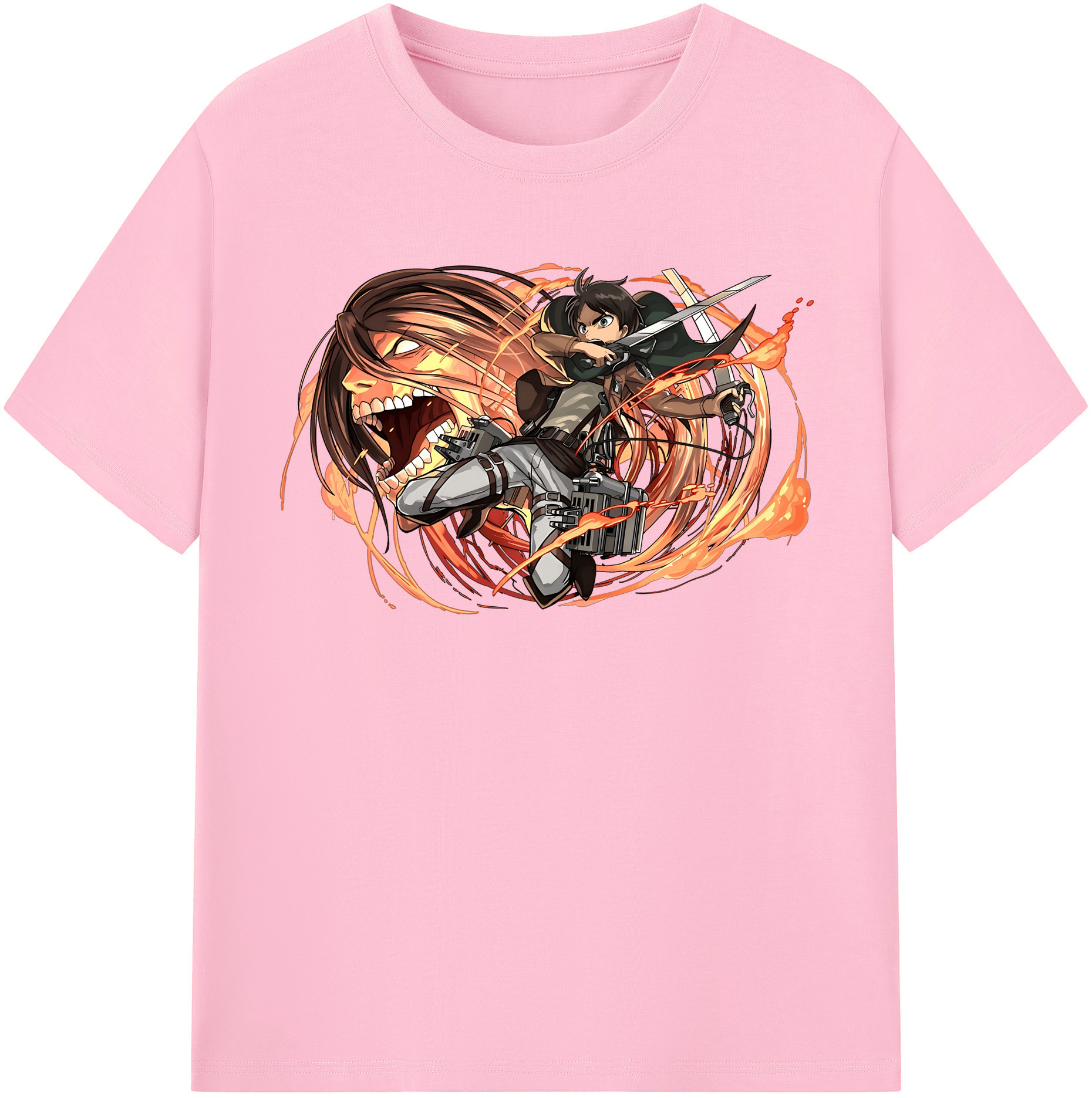 （画像用） 進撃の巨人 エレン･イェーガー Attack on Titan Eren Jäger 綿100％半袖Tシャツ（フロントプリント）
