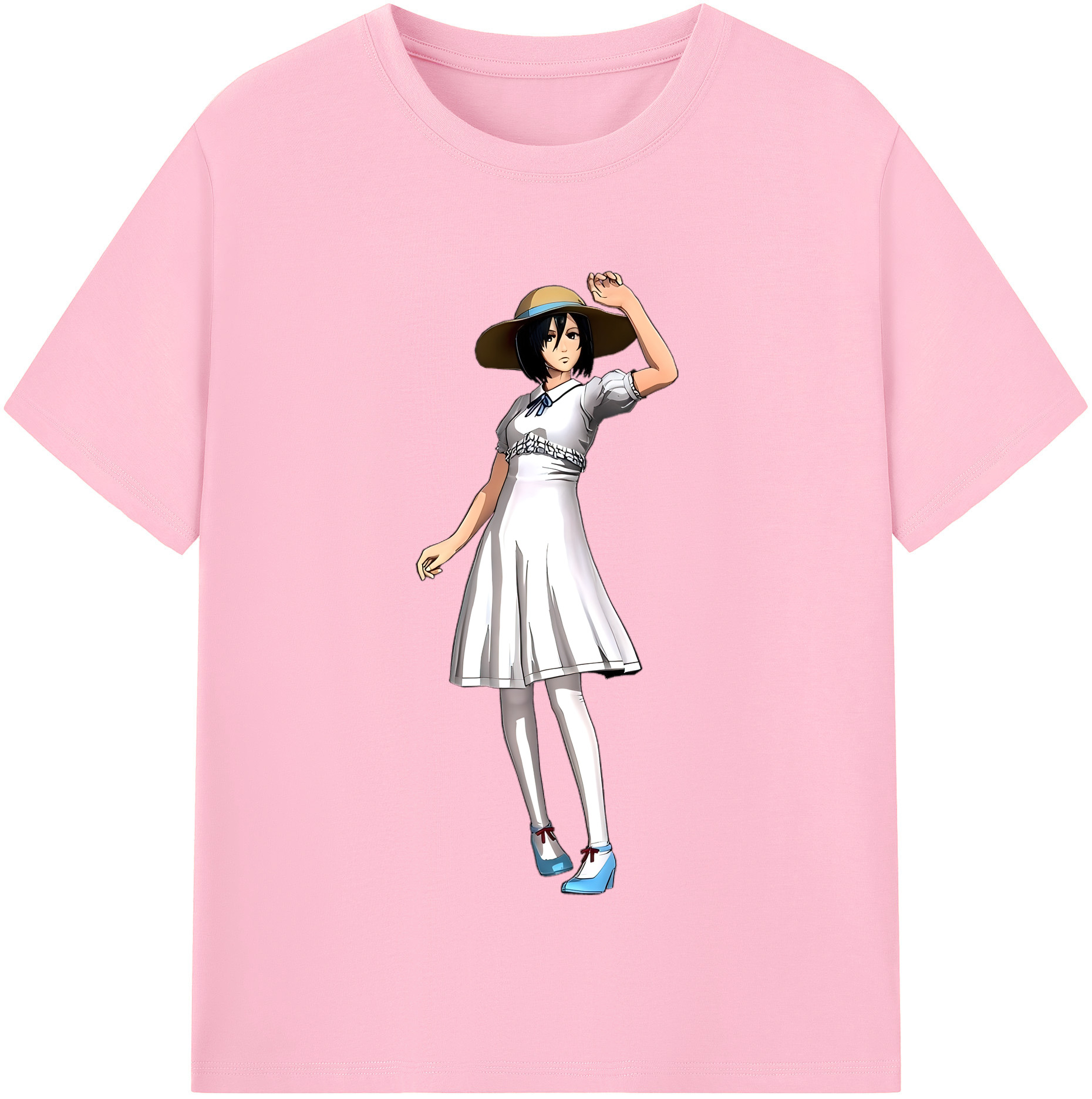 （画像用） 進撃の巨人 ミカサ·アッカーマン Attack on Titan Mikasa Ackerman 綿100％半袖Tシャツ（フロントプリント）