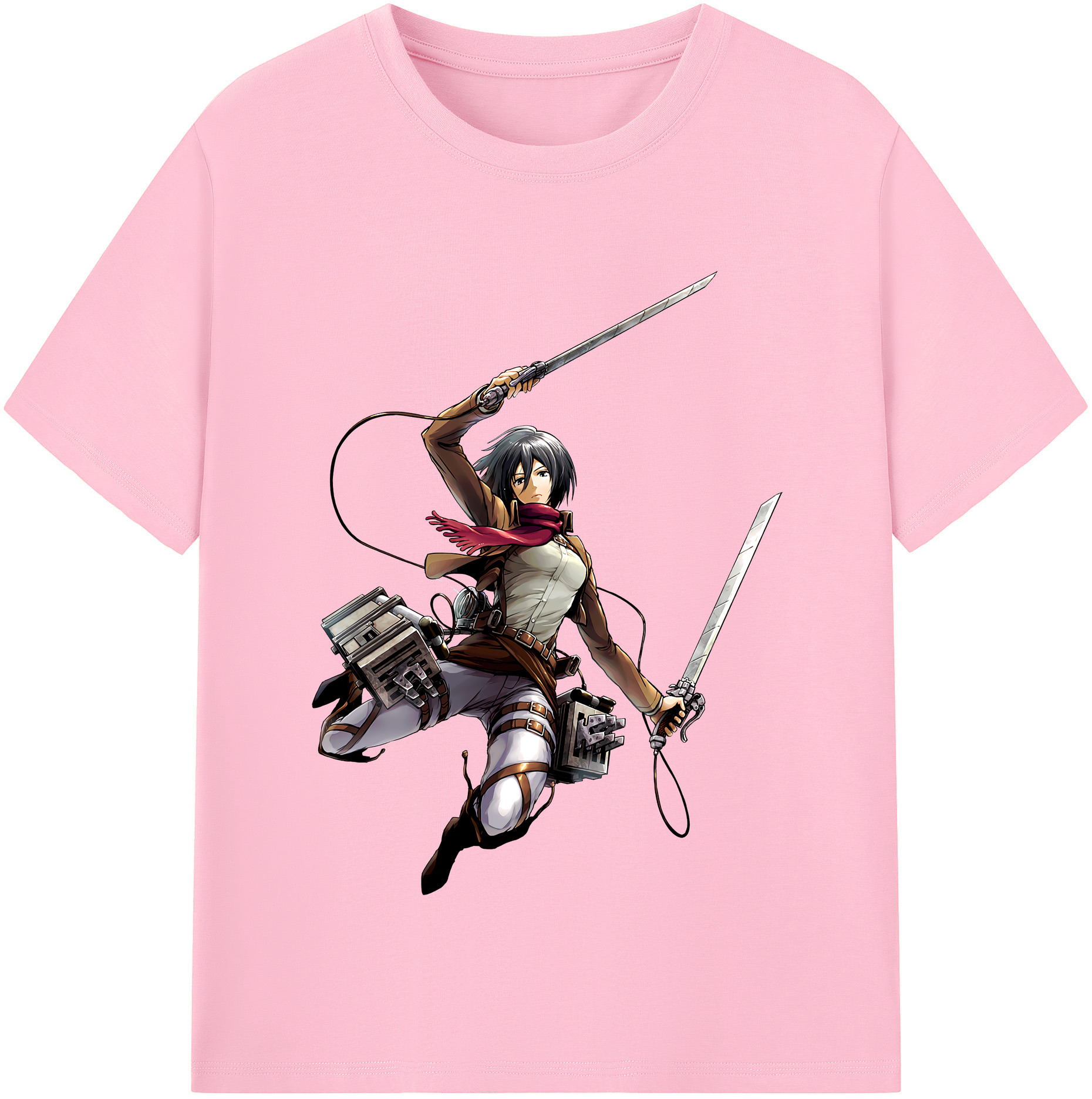 （画像用） 進撃の巨人 ミカサ·アッカーマン Attack on Titan Mikasa Ackerman 綿100％半袖Tシャツ（フロントプリント）