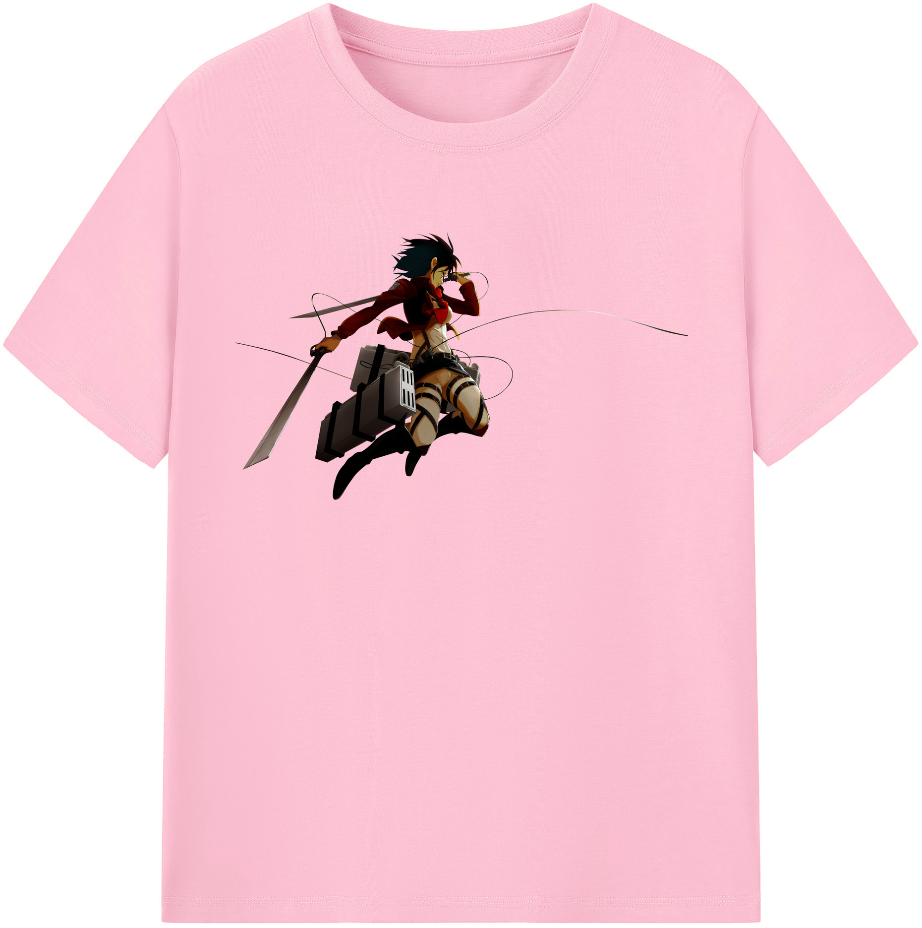 （画像用） 進撃の巨人 ミカサ·アッカーマン Attack on Titan Mikasa Ackerman 綿100％半袖Tシャツ（フロントプリント）