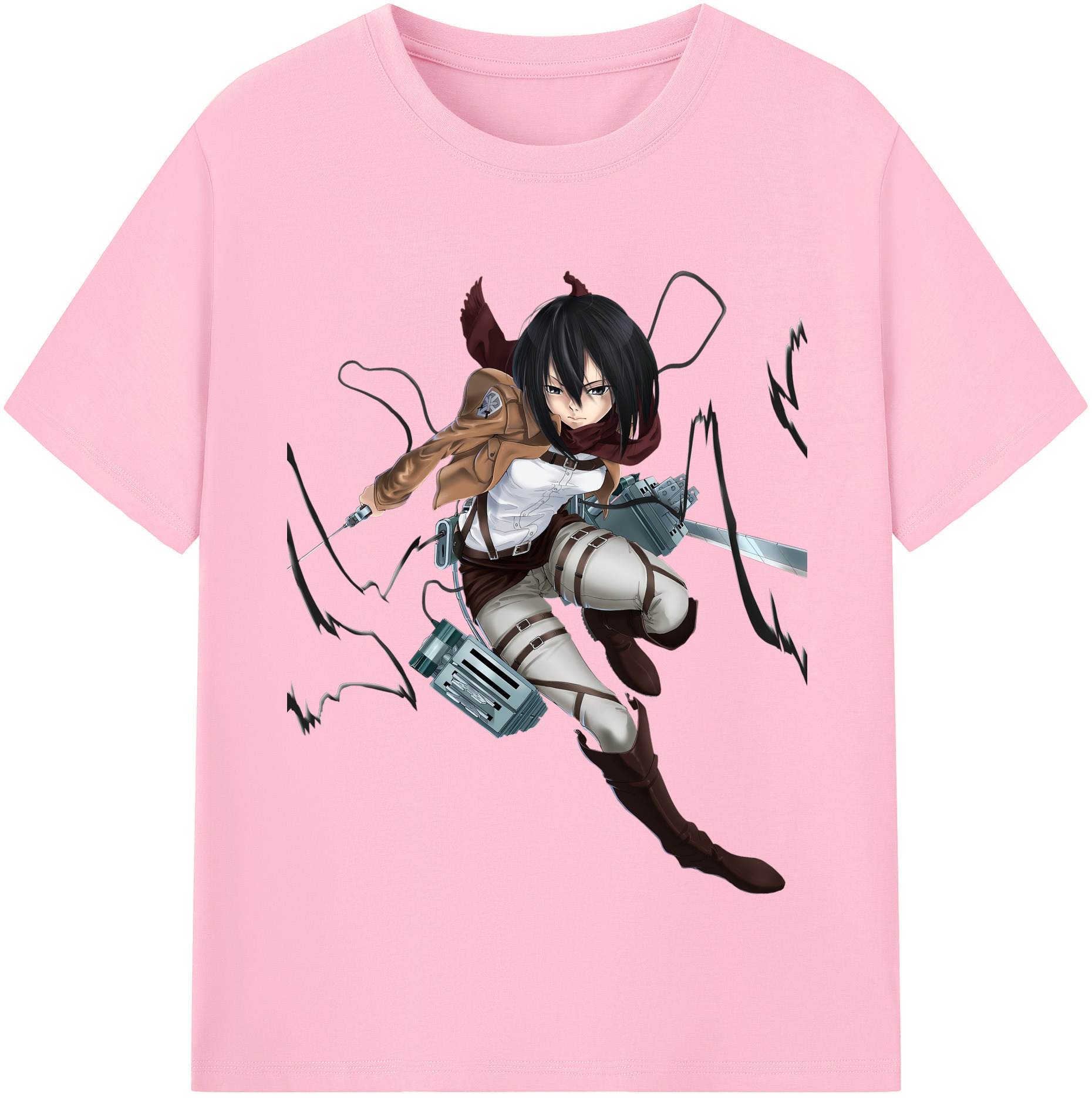 （画像用） 進撃の巨人 ミカサ·アッカーマン Attack on Titan Mikasa Ackerman 綿100％半袖Tシャツ（フロントプリント）