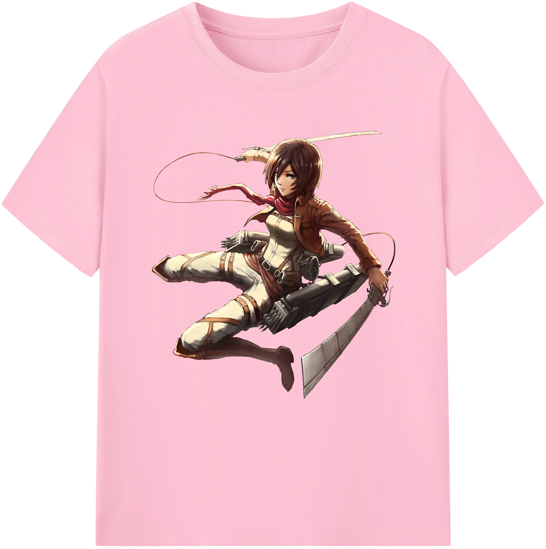 （画像用） 進撃の巨人 ミカサ·アッカーマン Attack on Titan Mikasa Ackerman 綿100％半袖Tシャツ（フロントプリント）