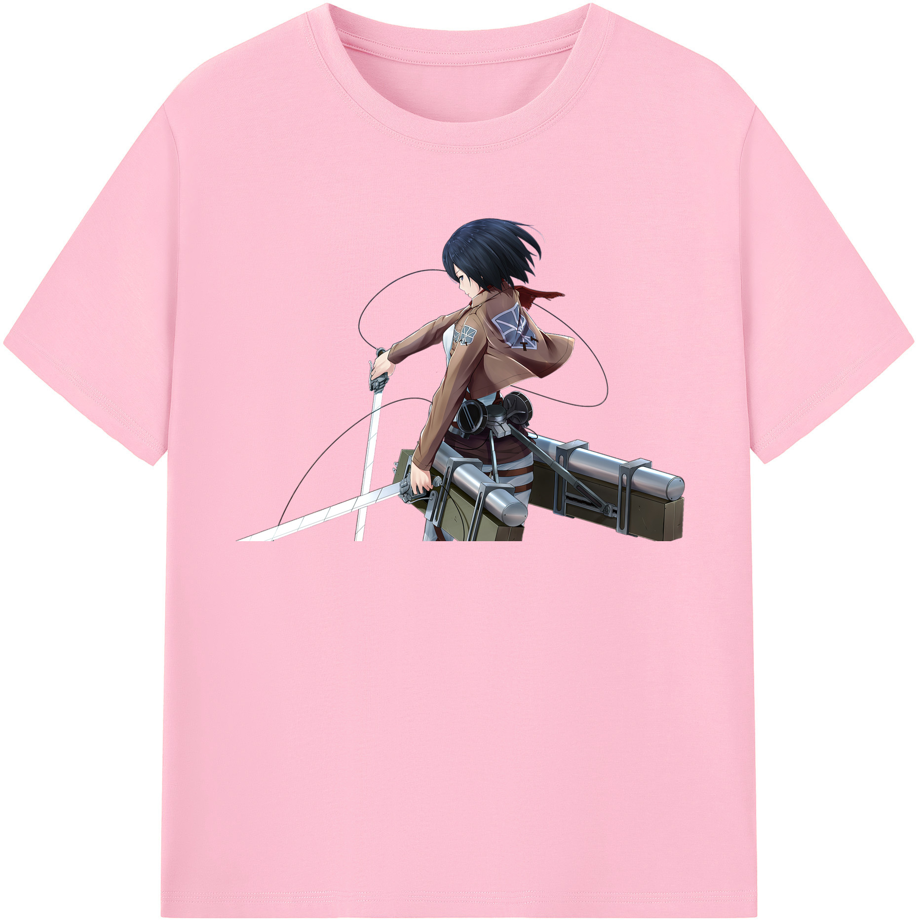 （画像用） 進撃の巨人 ミカサ·アッカーマン Attack on Titan Mikasa Ackerman 綿100％半袖Tシャツ（フロントプリント）