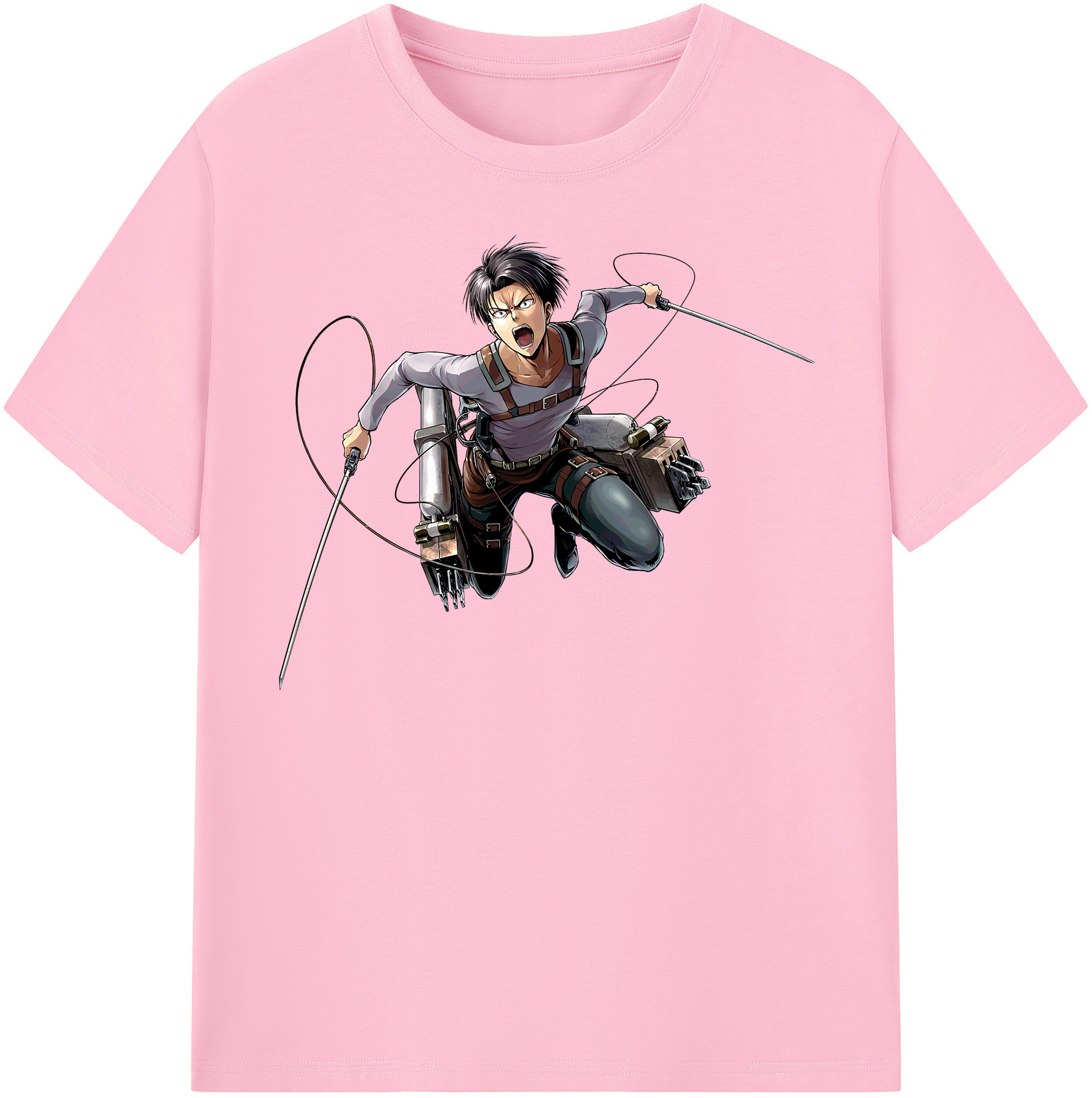 （画像用） 進撃の巨人 リヴァイ·アッカーマン Attack on Titan Levi Ackerman 綿100％半袖Tシャツ（フロントプリント）