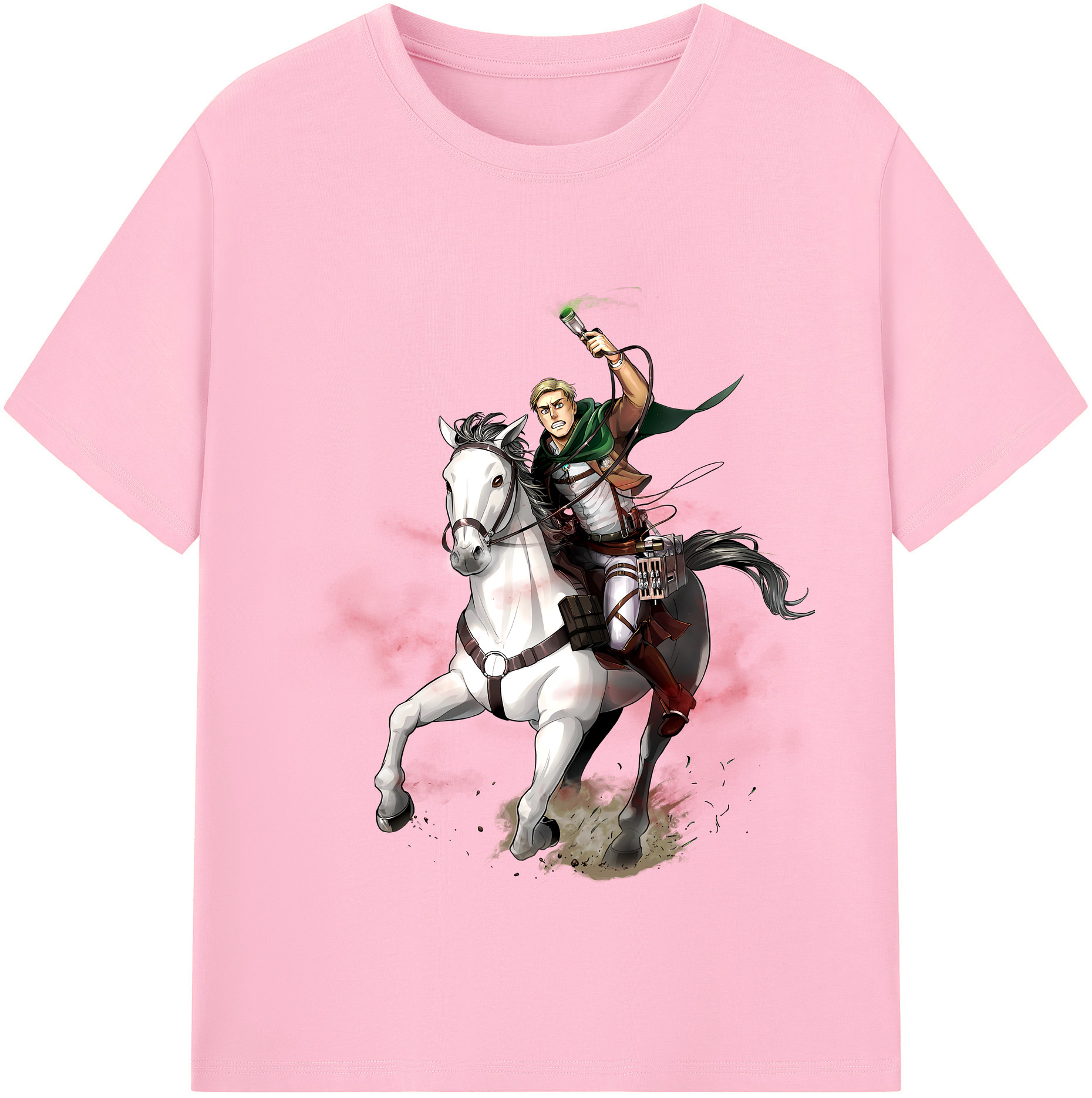 （画像用） 進撃の巨人 エルヴィン・スミス Attack on Titan Erwin Smith 綿100％半袖Tシャツ（フロントプリント）