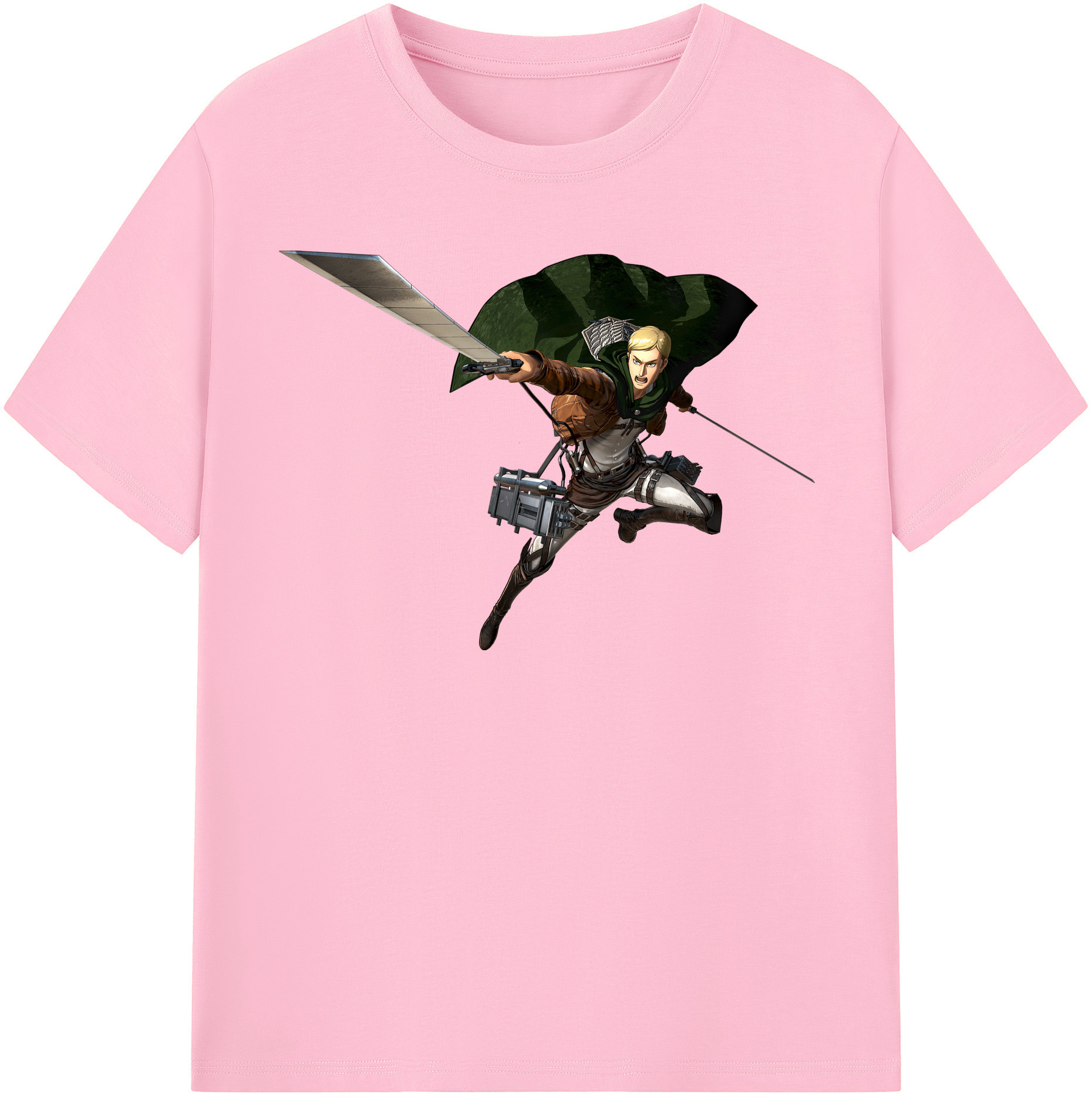 （画像用） 進撃の巨人 エルヴィン・スミス Attack on Titan Erwin Smith 綿100％半袖Tシャツ（フロントプリント）