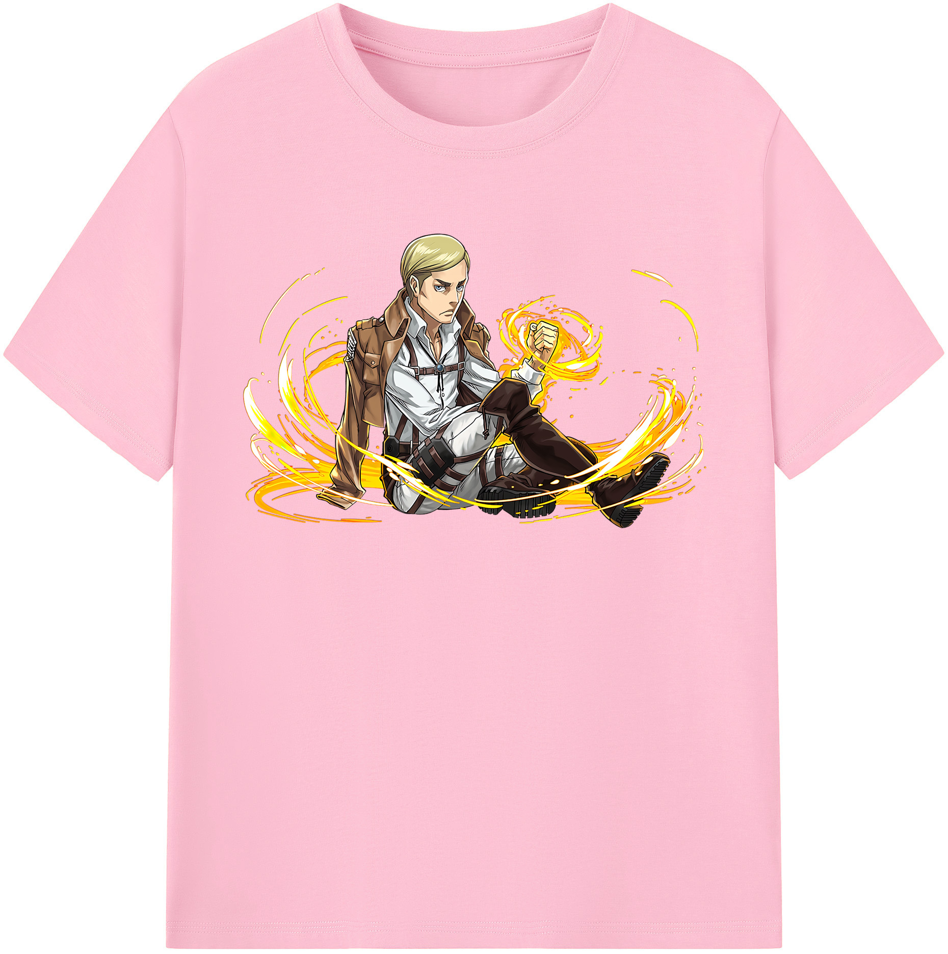 （画像用） 進撃の巨人 エルヴィン・スミス Attack on Titan Erwin Smith 綿100％半袖Tシャツ（フロントプリント）