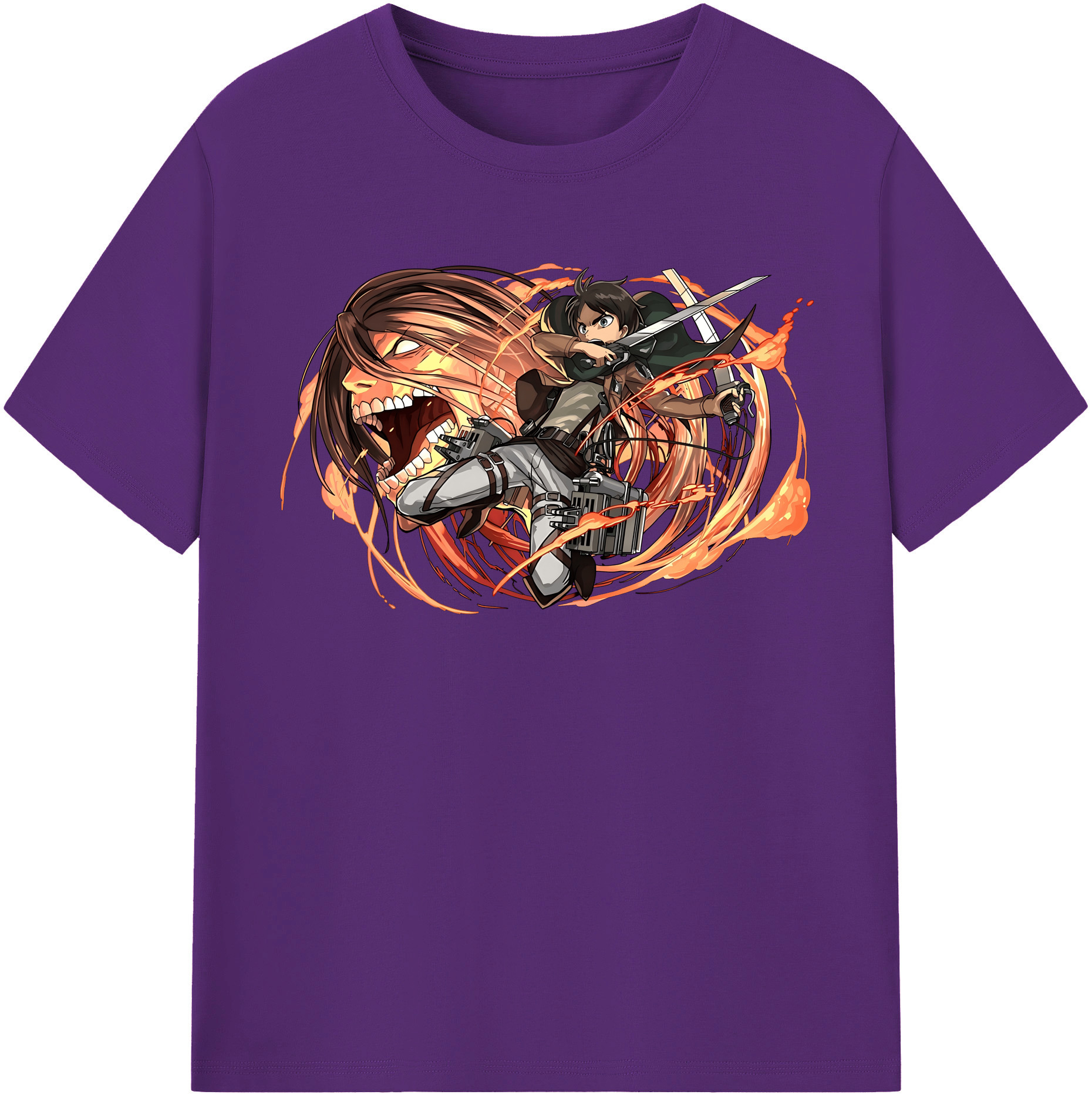 （画像用） 進撃の巨人 エレン･イェーガー Attack on Titan Eren Jäger 綿100％半袖Tシャツ（フロントプリント）
