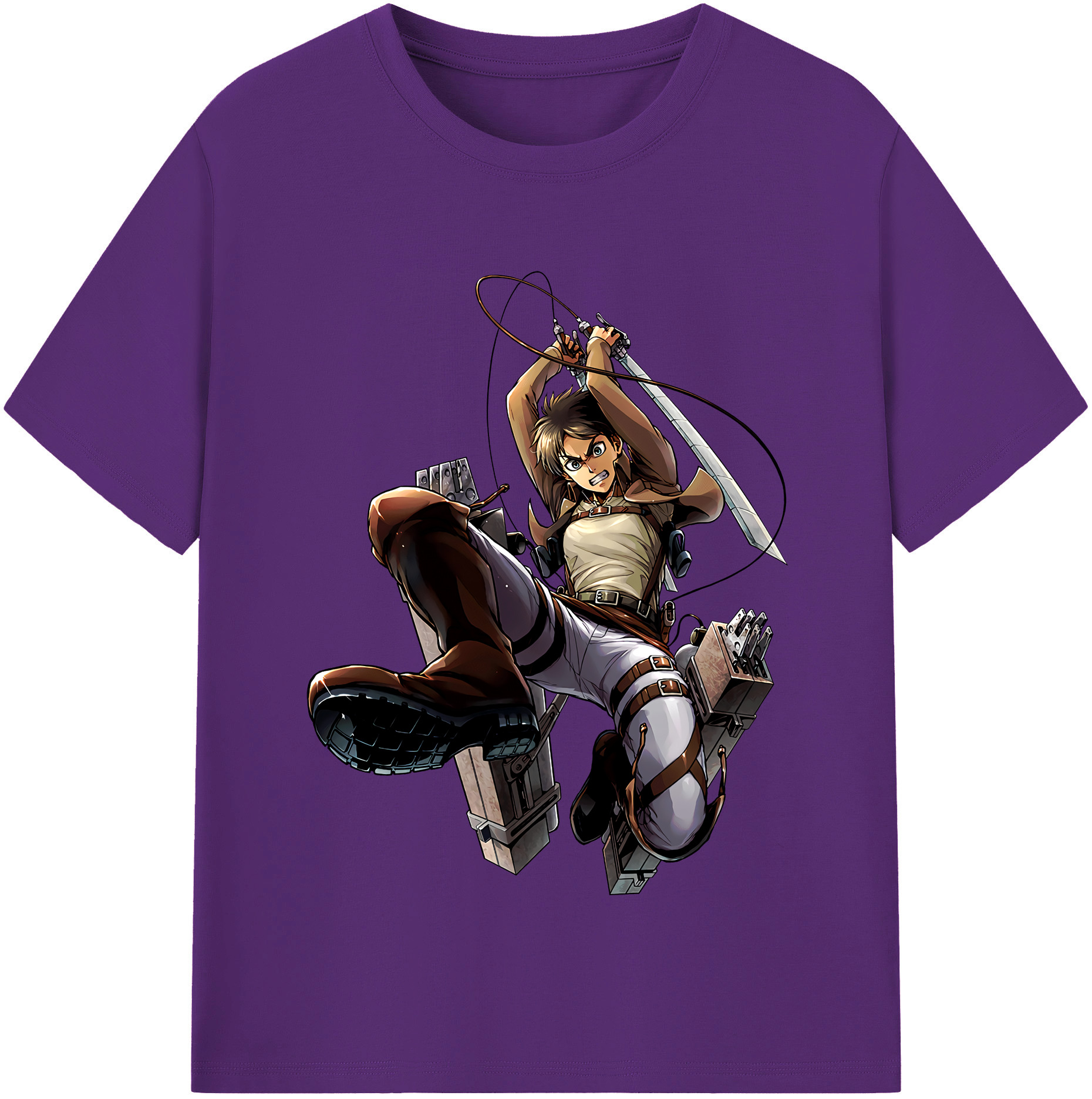 （画像用） 進撃の巨人 エレン･イェーガー Attack on Titan Eren Jäger 綿100％半袖Tシャツ（フロントプリント）