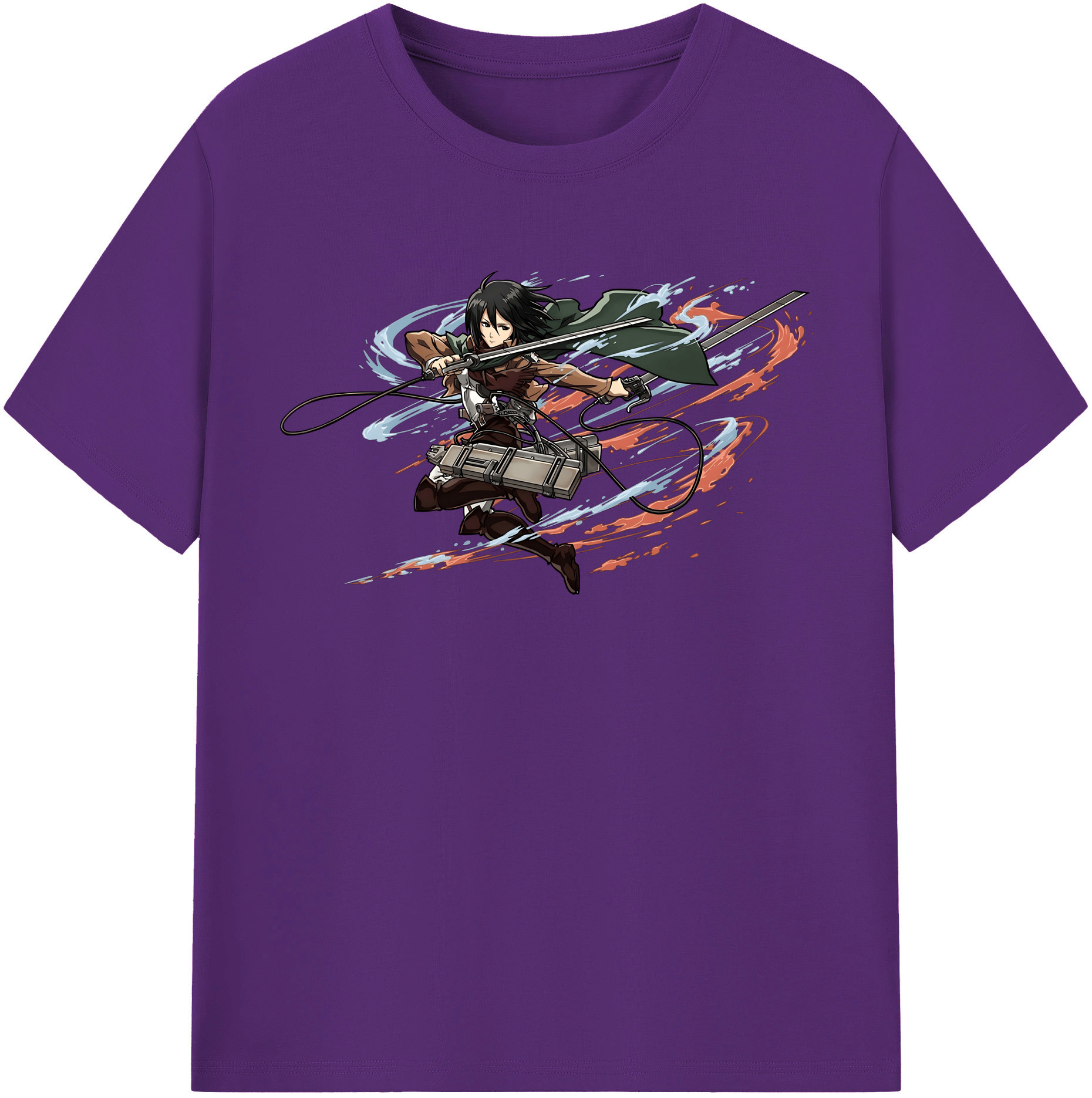 （画像用） 進撃の巨人 ミカサ·アッカーマン Attack on Titan Mikasa Ackerman 綿100％半袖Tシャツ（フロントプリント）