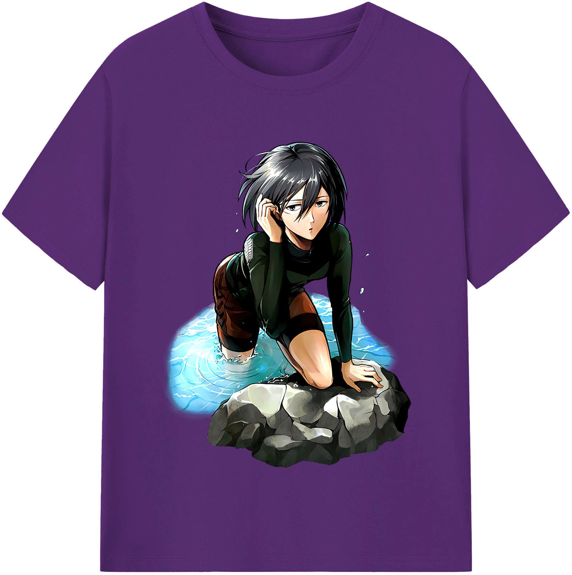 （画像用） 進撃の巨人 ミカサ·アッカーマン Attack on Titan Mikasa Ackerman 綿100％半袖Tシャツ（フロントプリント）