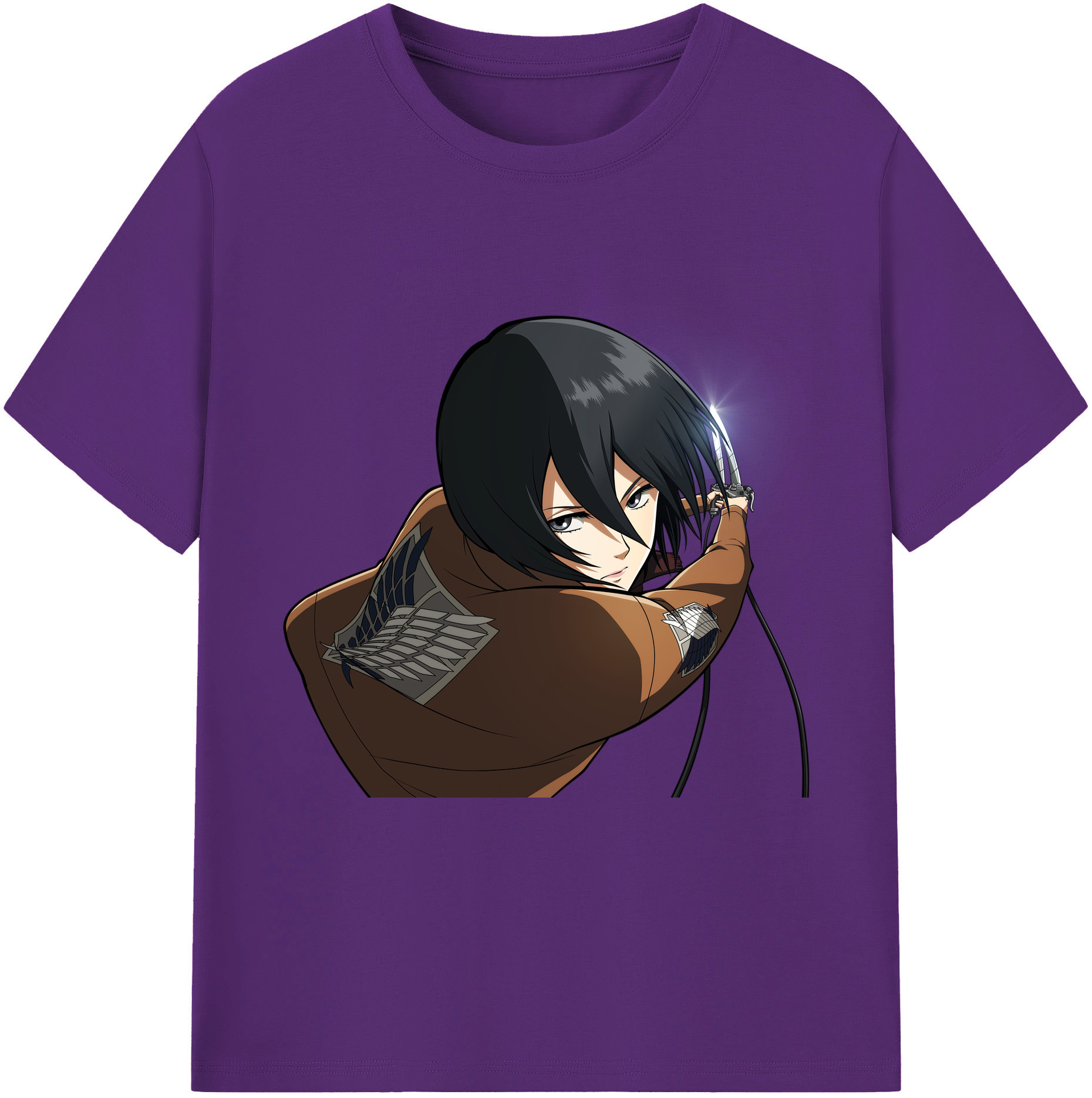 （画像用） 進撃の巨人 ミカサ·アッカーマン Attack on Titan Mikasa Ackerman 綿100％半袖Tシャツ（フロントプリント）