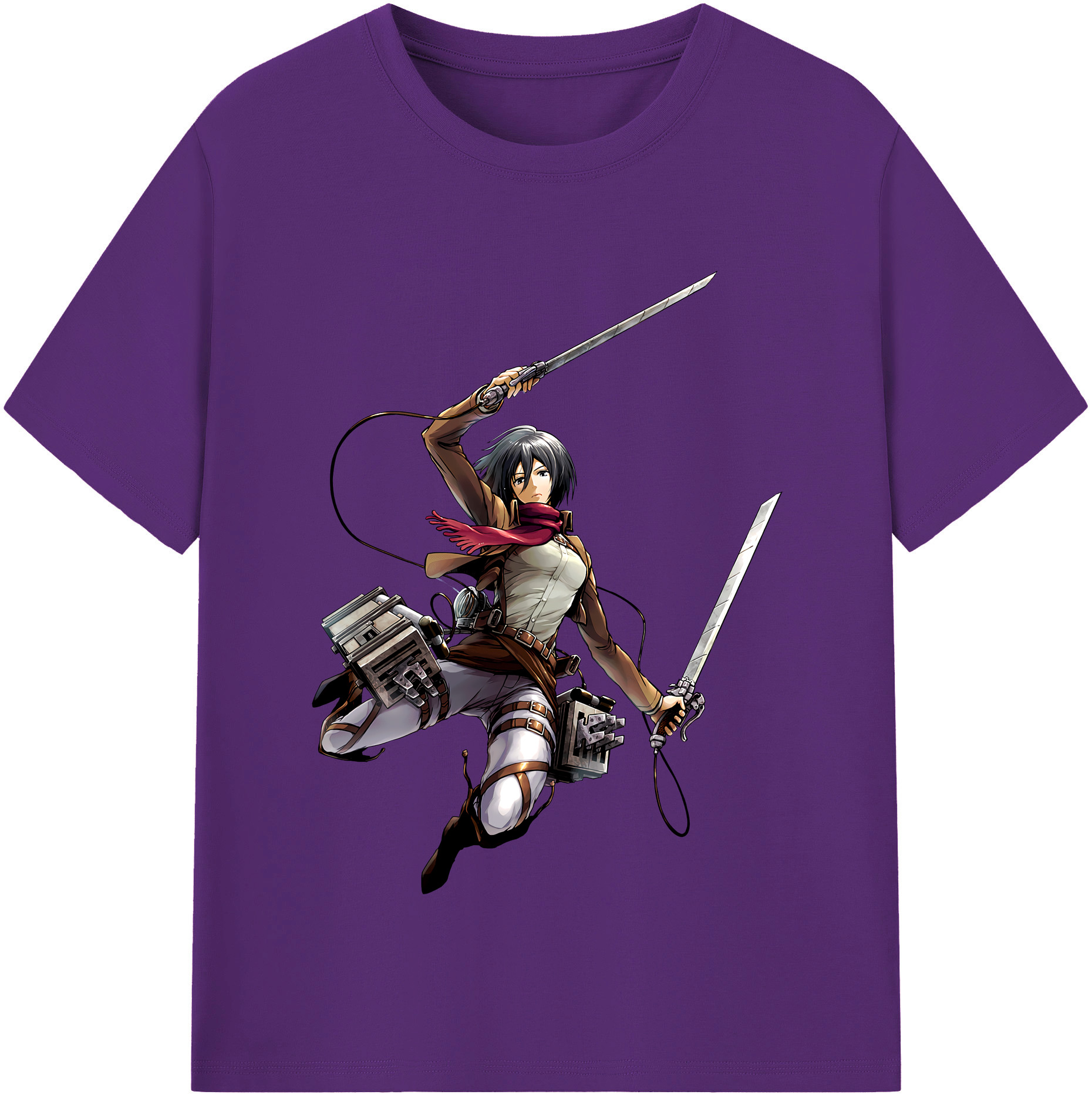 （画像用） 進撃の巨人 ミカサ·アッカーマン Attack on Titan Mikasa Ackerman 綿100％半袖Tシャツ（フロントプリント）