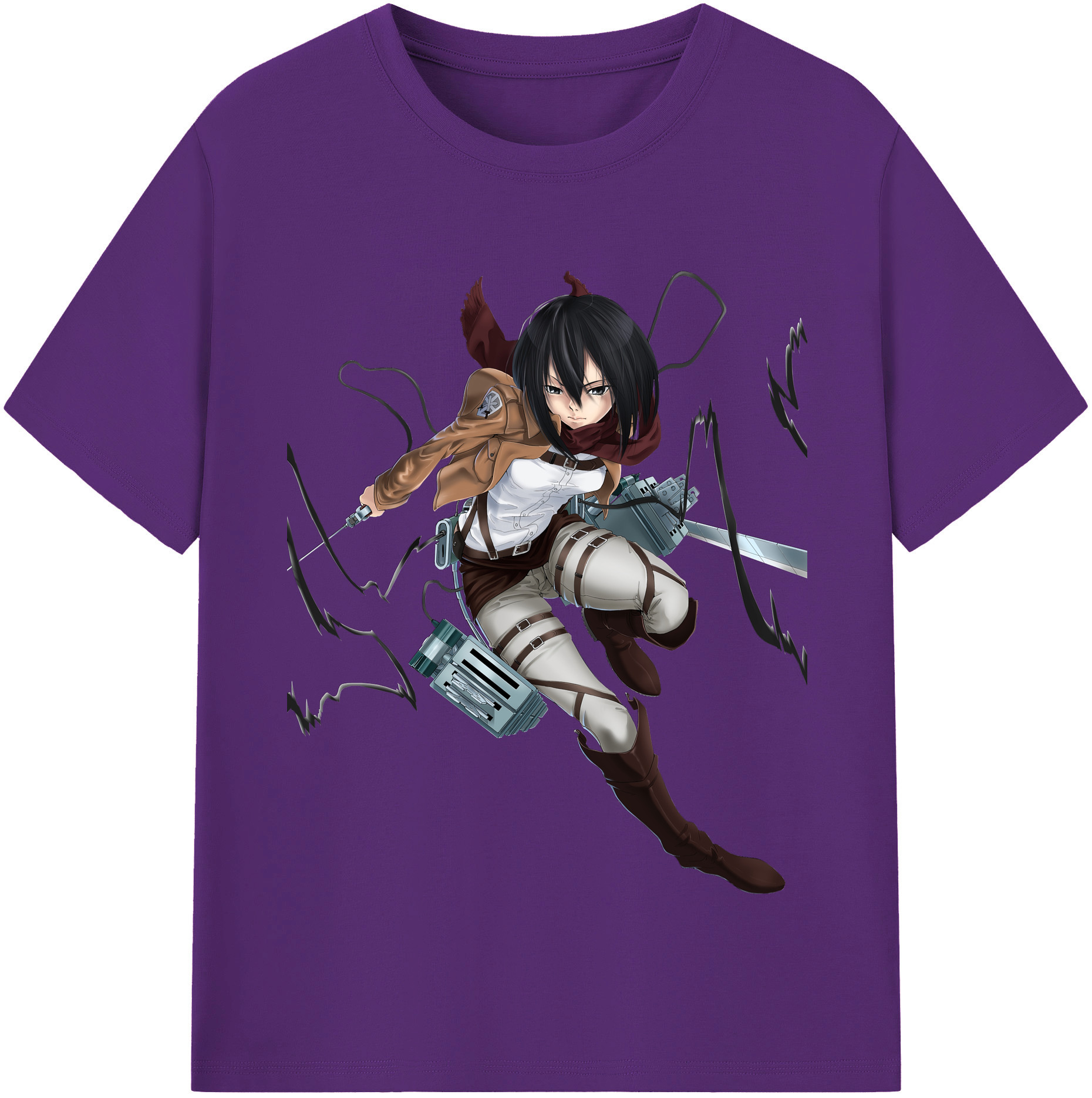 （画像用） 進撃の巨人 ミカサ·アッカーマン Attack on Titan Mikasa Ackerman 綿100％半袖Tシャツ（フロントプリント）