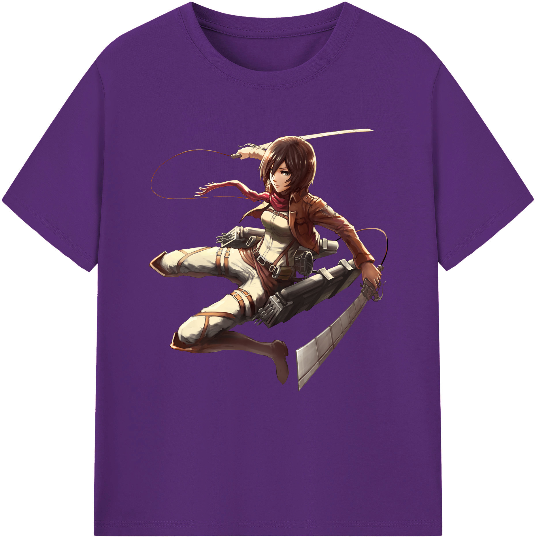 （画像用） 進撃の巨人 ミカサ·アッカーマン Attack on Titan Mikasa Ackerman 綿100％半袖Tシャツ（フロントプリント）
