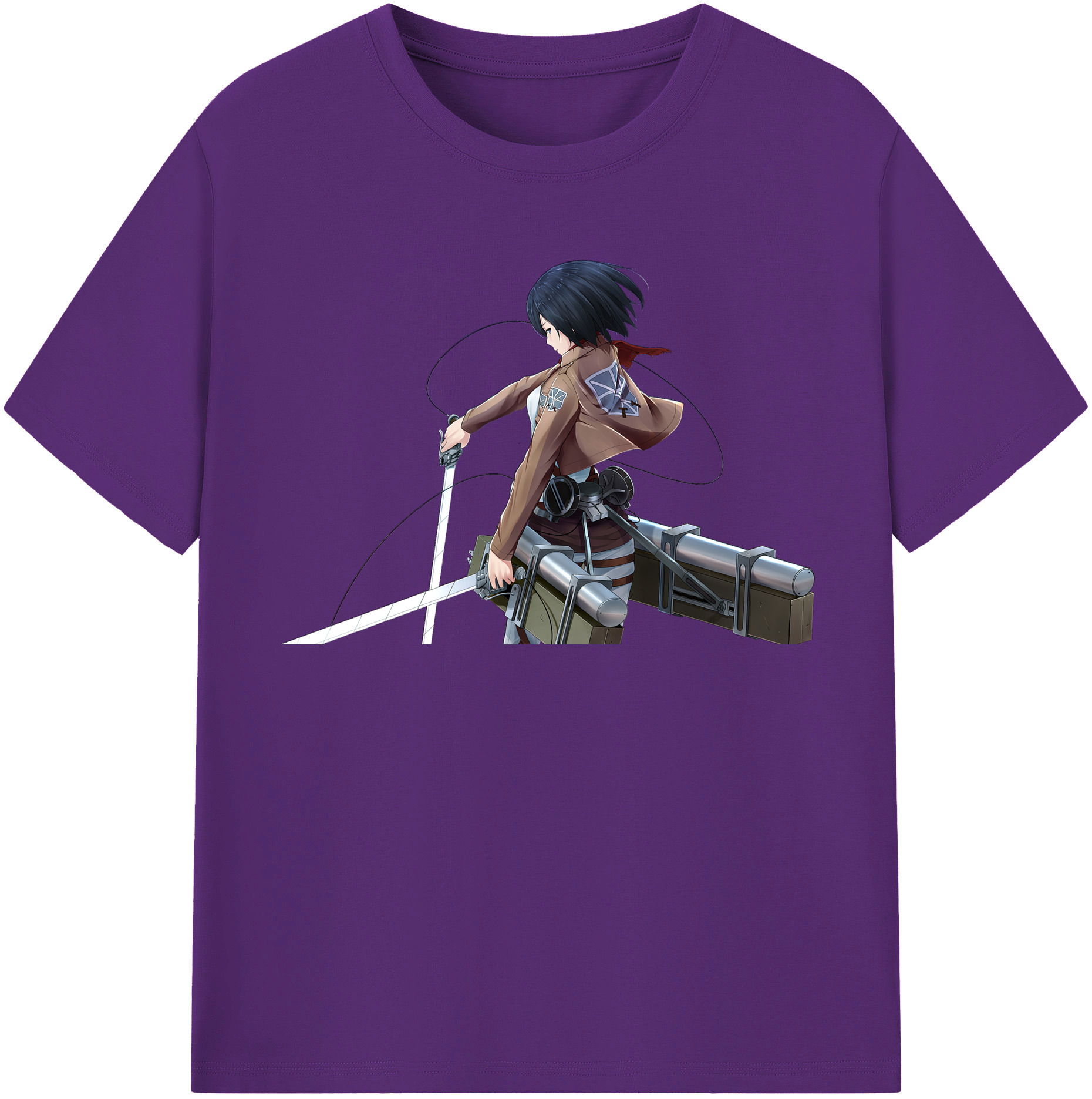 （画像用） 進撃の巨人 ミカサ·アッカーマン Attack on Titan Mikasa Ackerman 綿100％半袖Tシャツ（フロントプリント）