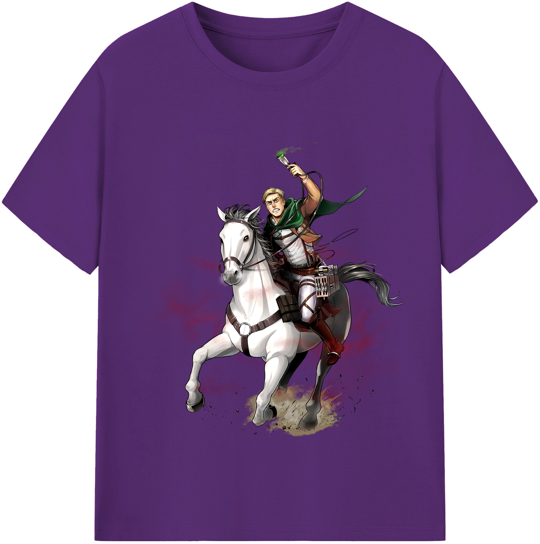 （画像用） 進撃の巨人 エルヴィン・スミス Attack on Titan Erwin Smith 綿100％半袖Tシャツ（フロントプリント）