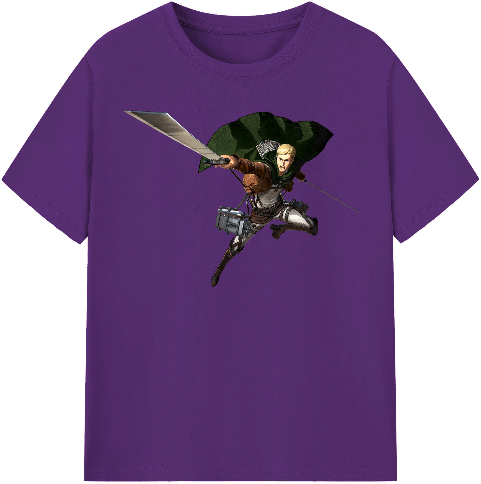 （画像用） 進撃の巨人 エルヴィン・スミス Attack on Titan Erwin Smith 綿100％半袖Tシャツ（フロントプリント）