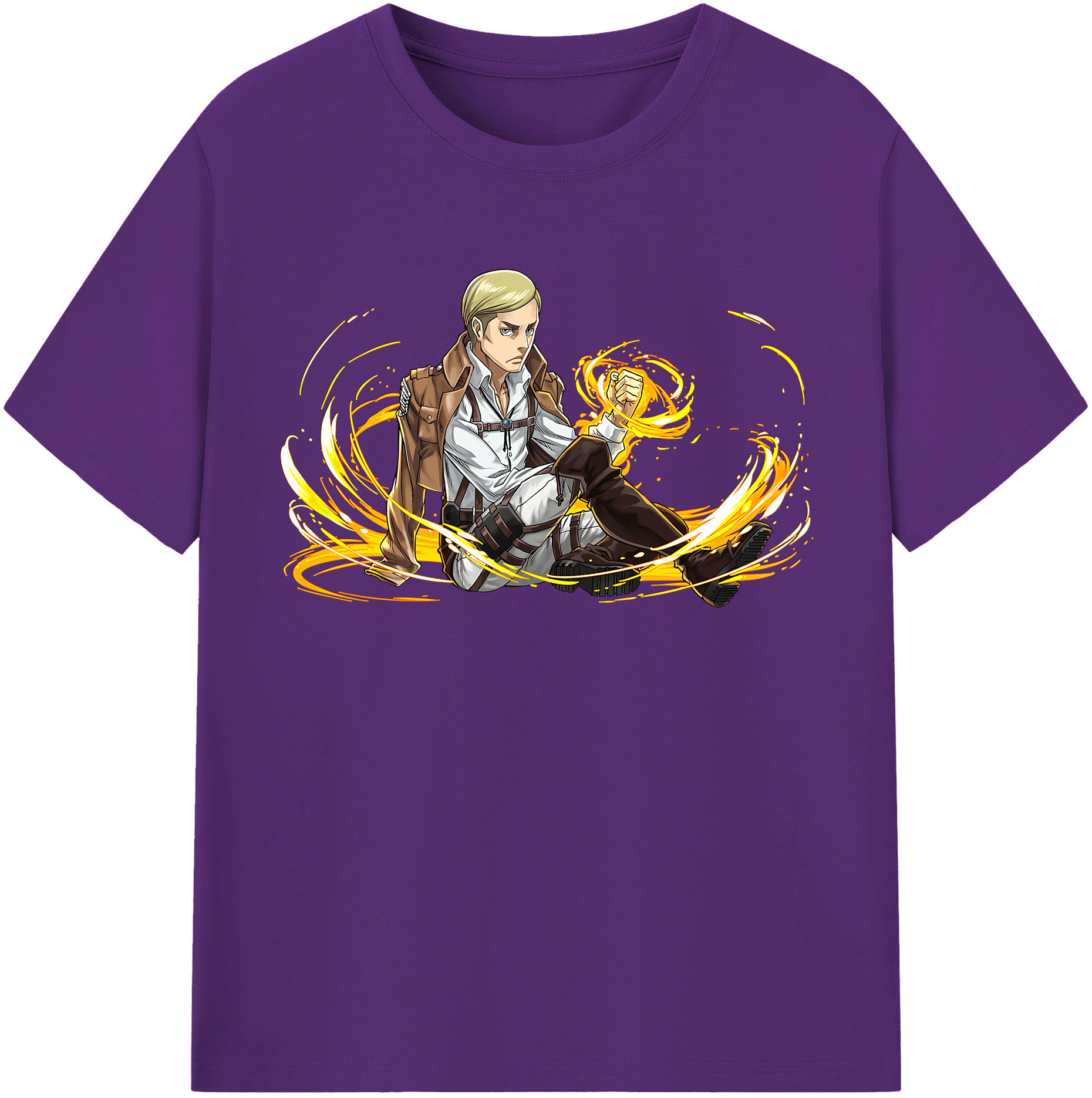 （画像用） 進撃の巨人 エルヴィン・スミス Attack on Titan Erwin Smith 綿100％半袖Tシャツ（フロントプリント）