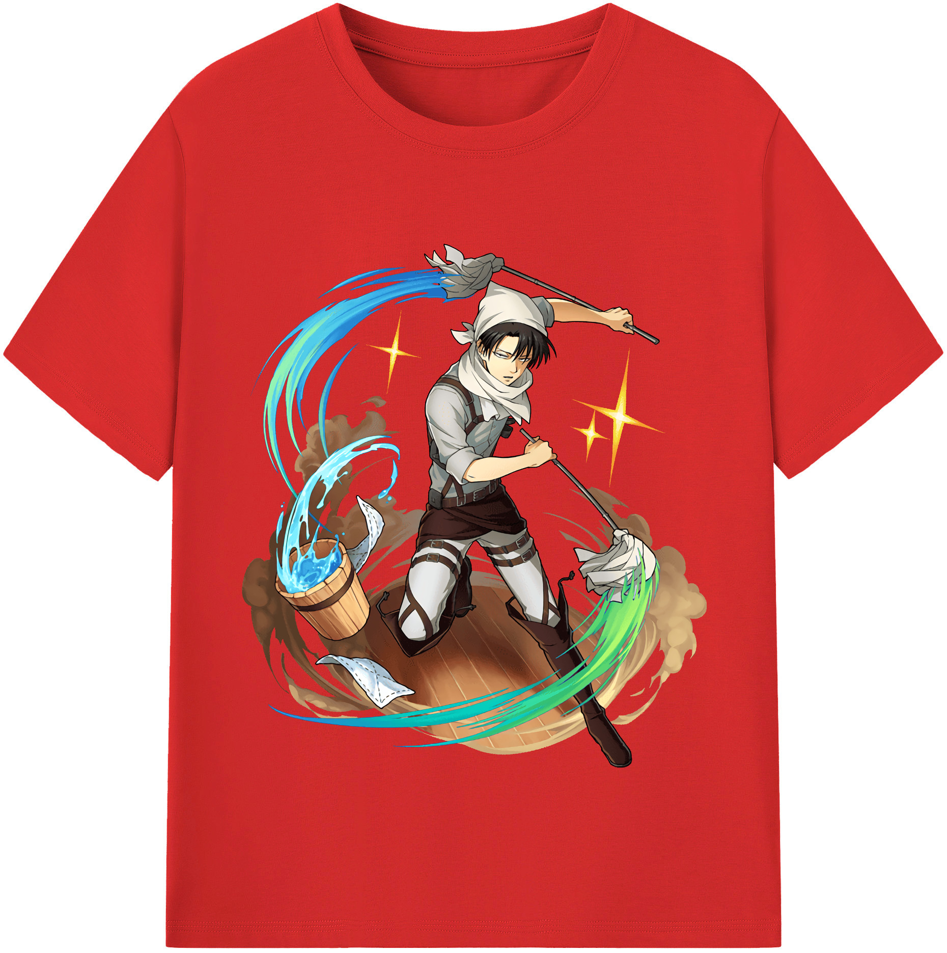 （画像用） 進撃の巨人 リヴァイ·アッカーマン Attack on Titan Levi Ackerman 綿100％半袖Tシャツ（フロントプリント）