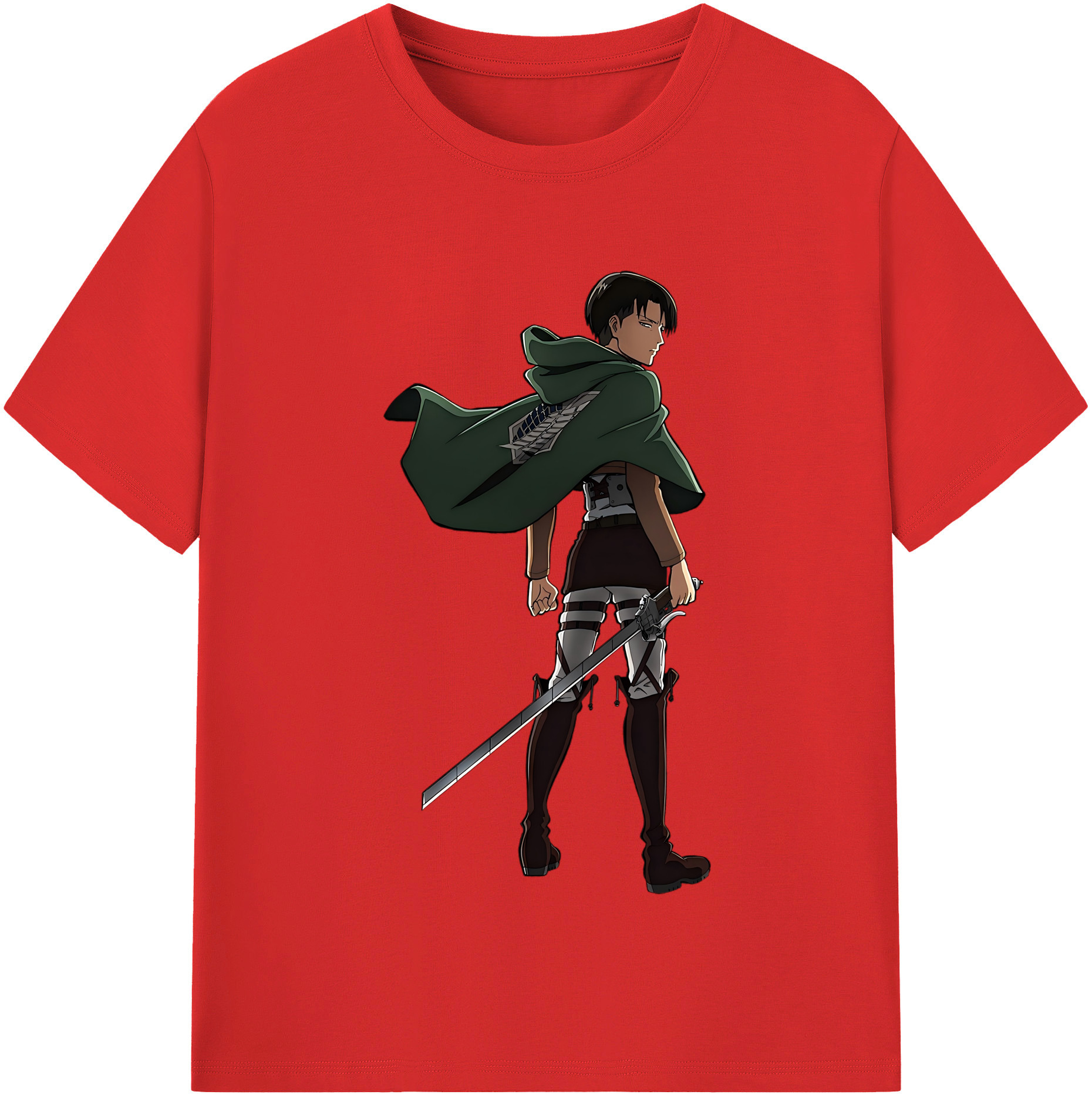（画像用） 進撃の巨人 リヴァイ·アッカーマン Attack on Titan Levi Ackerman 綿100％半袖Tシャツ（フロントプリント）