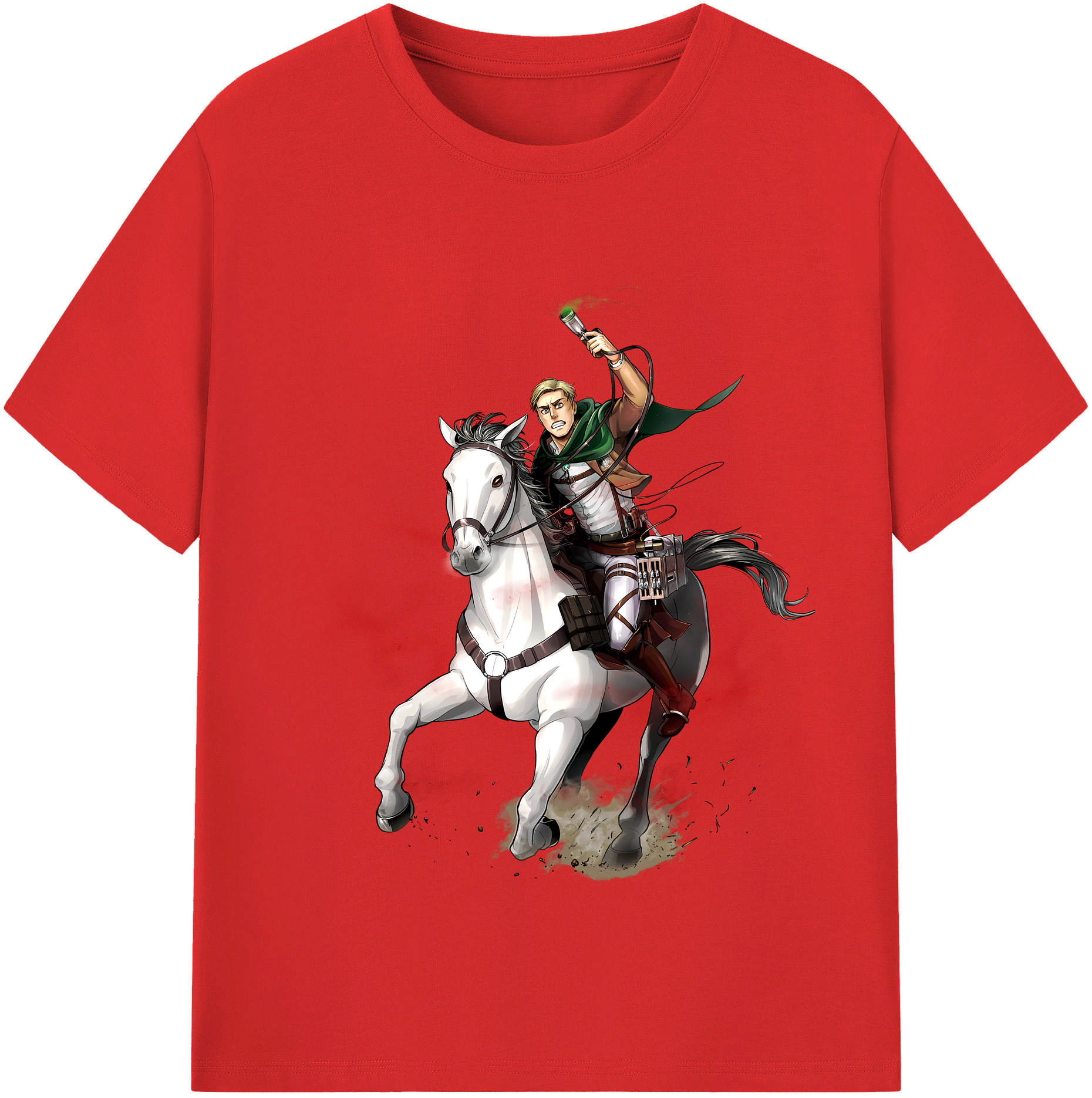 （画像用） 進撃の巨人 エルヴィン・スミス Attack on Titan Erwin Smith 綿100％半袖Tシャツ（フロントプリント）