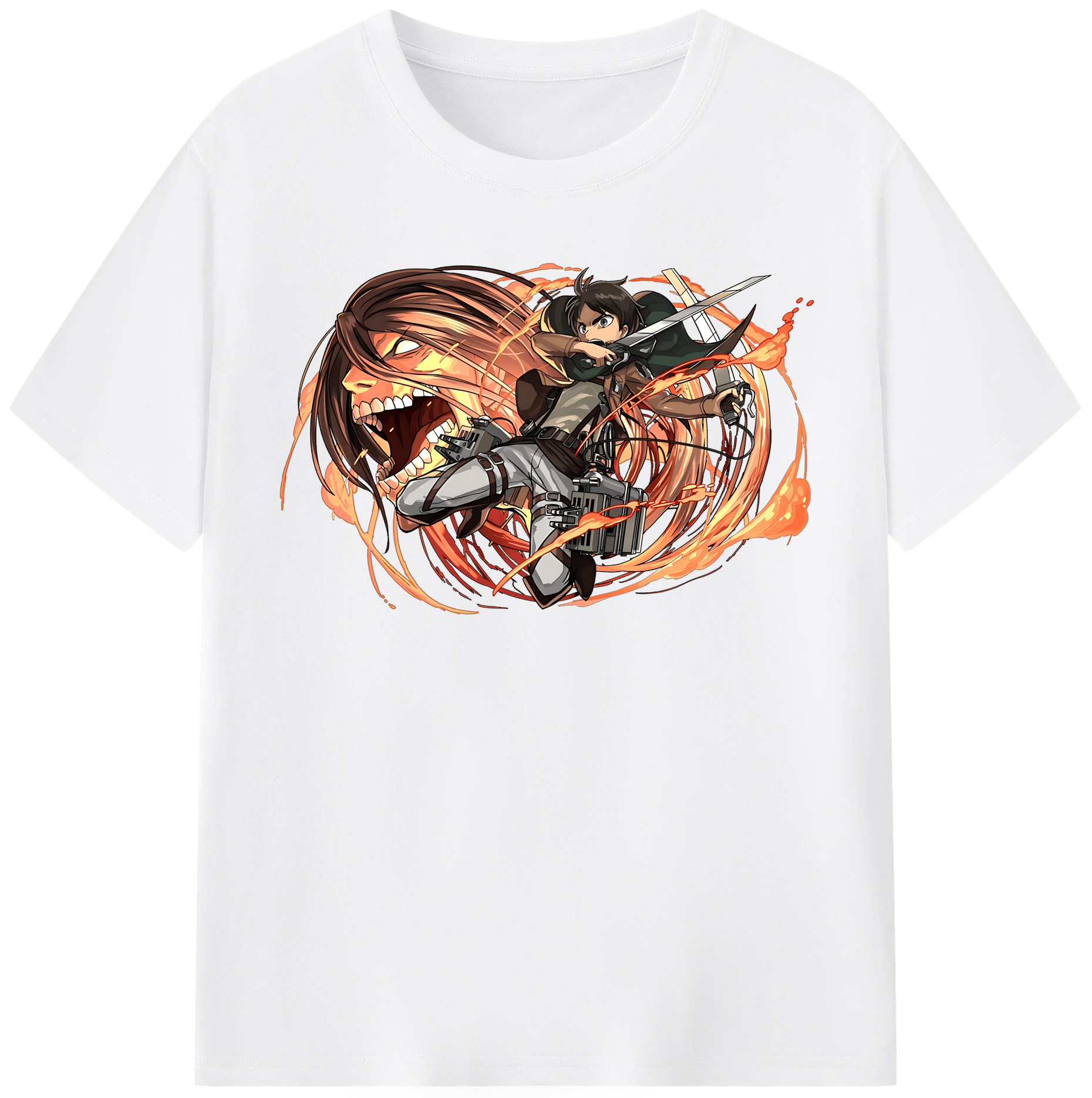 （画像用） 進撃の巨人 エレン･イェーガー Attack on Titan Eren Jäger 綿100％半袖Tシャツ（フロントプリント）