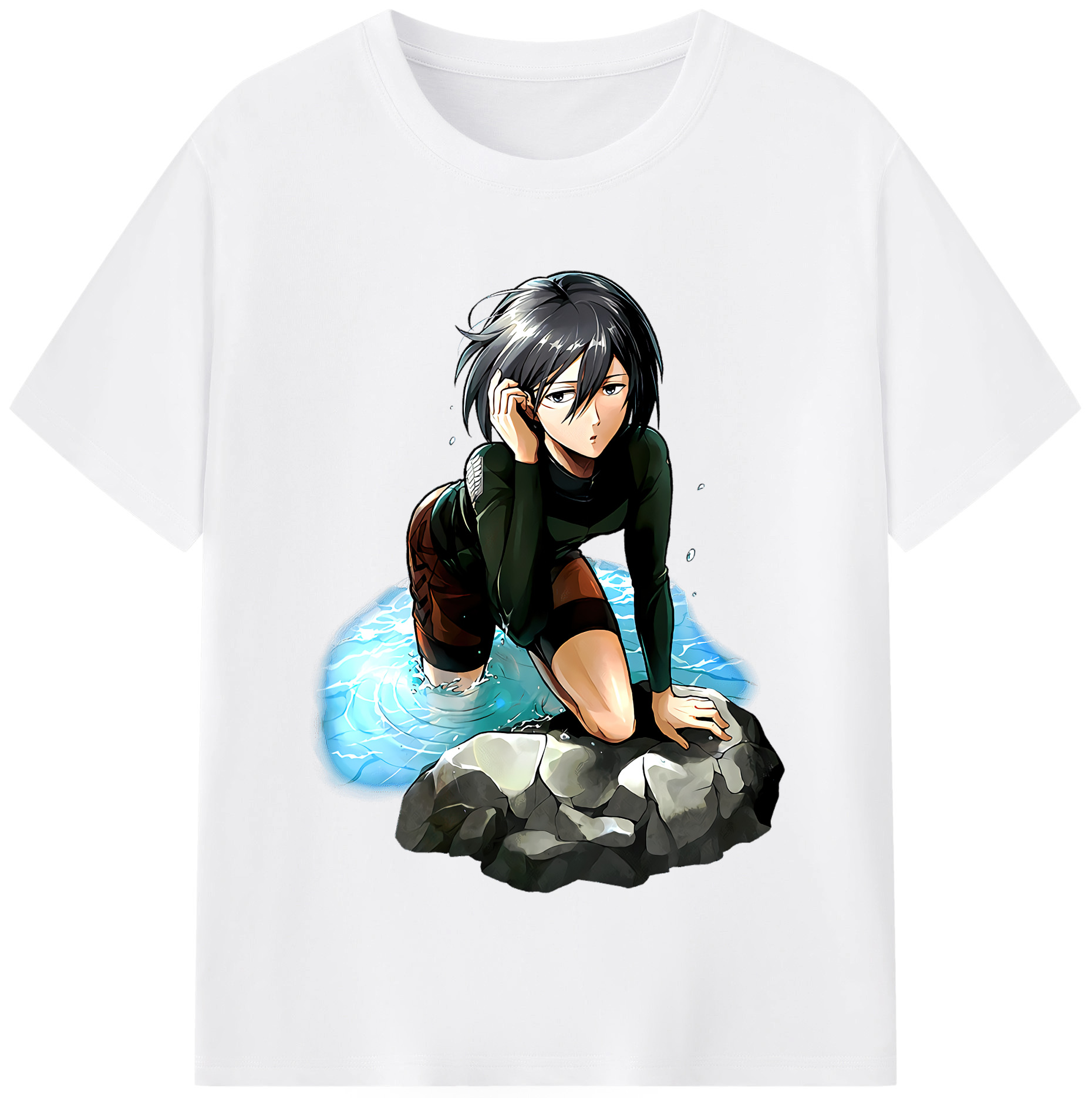 （画像用） 進撃の巨人 ミカサ·アッカーマン Attack on Titan Mikasa Ackerman 綿100％半袖Tシャツ（フロントプリント）