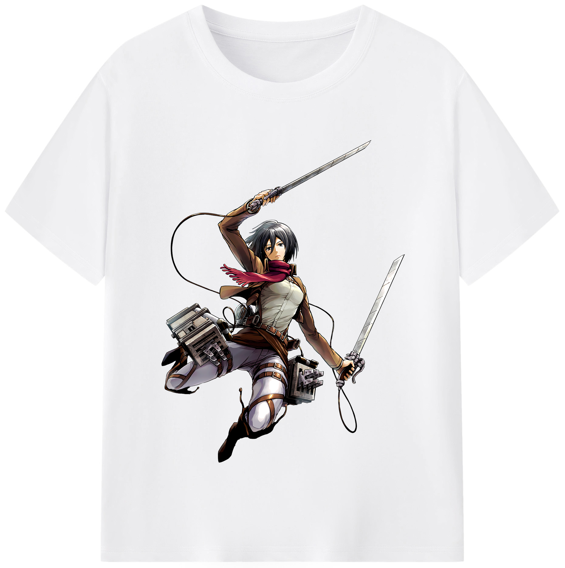 （画像用） 進撃の巨人 ミカサ·アッカーマン Attack on Titan Mikasa Ackerman 綿100％半袖Tシャツ（フロントプリント）